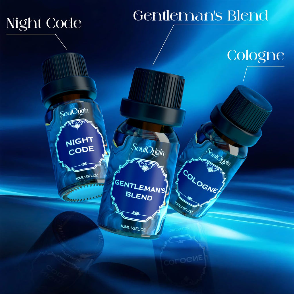 Soulorigin Cologne Fragrance Oils Set – Leather & Musk, Revive Blue, Sunlit Wander, Gentleman's Blend, Night Code, Cologne