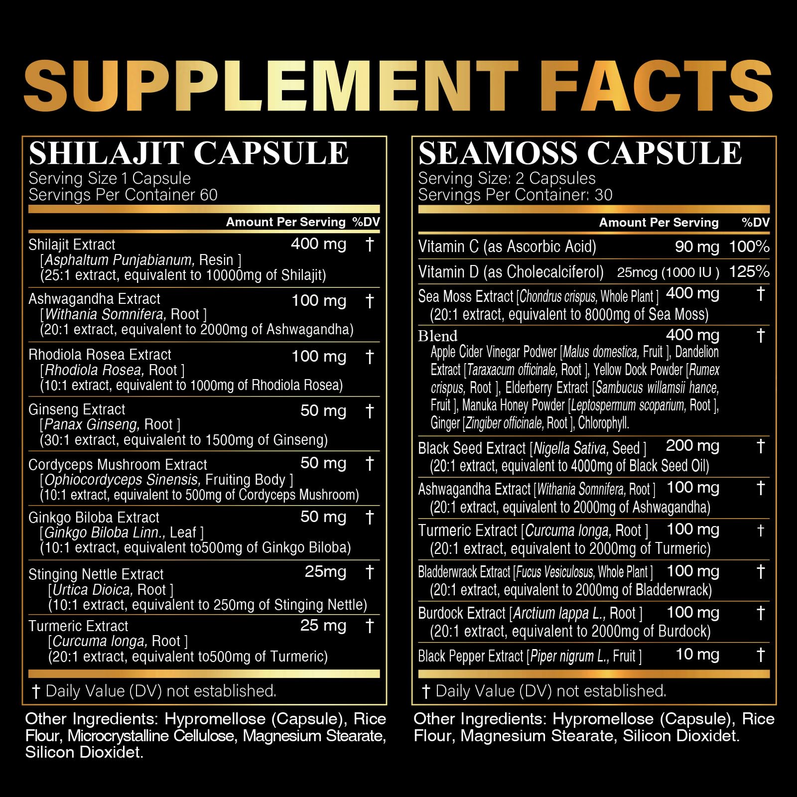 SoundHealth Wild Organic Irish Sea Moss & Shilajit – 2 Bottles, 60 Capsules Each