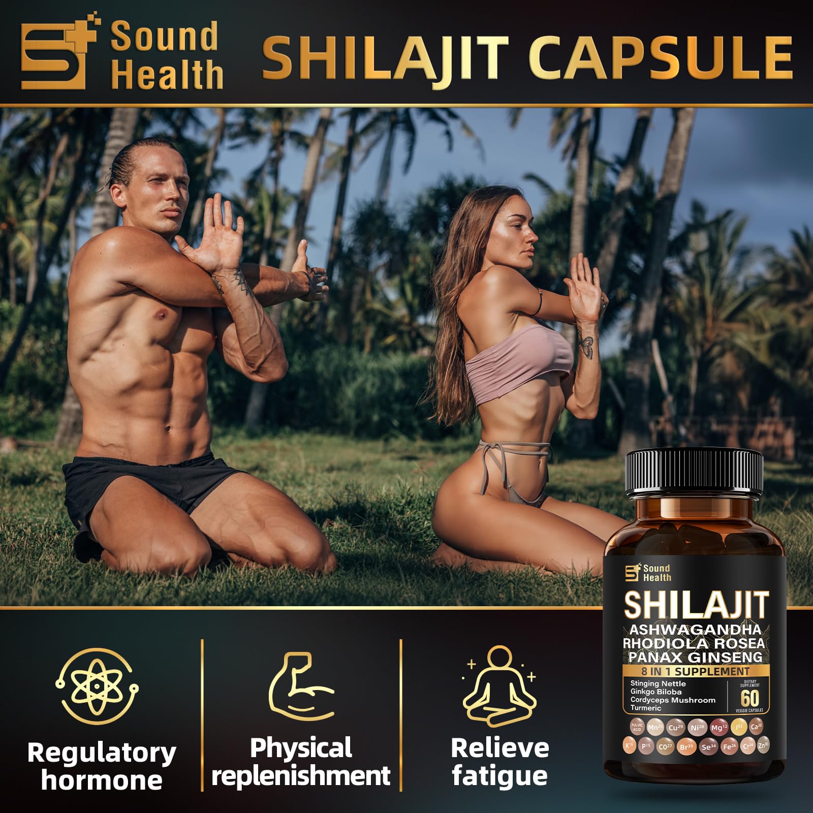 SoundHealth Wild Organic Irish Sea Moss & Shilajit – 2 Bottles, 60 Capsules Each