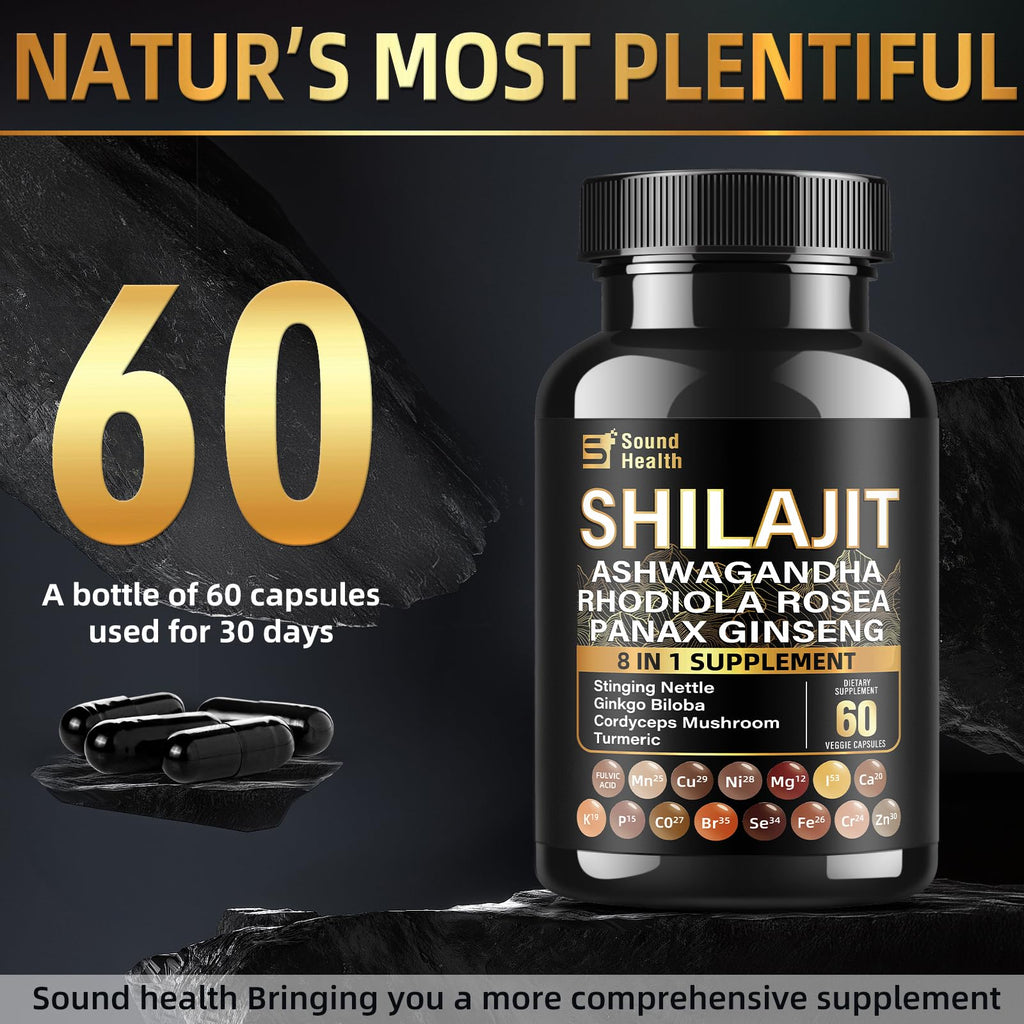 SoundHealth Wild Organic Irish Sea Moss & Shilajit – 2 Bottles, 60 Capsules