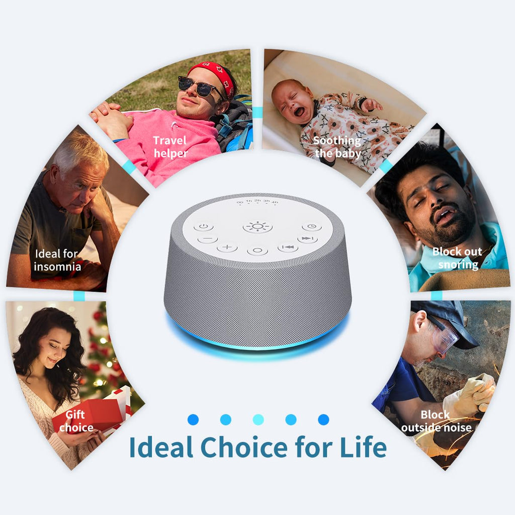 SoundLegend White Noise Sleep Machine — 30 Sounds, 32-Level Volume, 12 Night Lights, 5 Timers, Compact Travel Gift