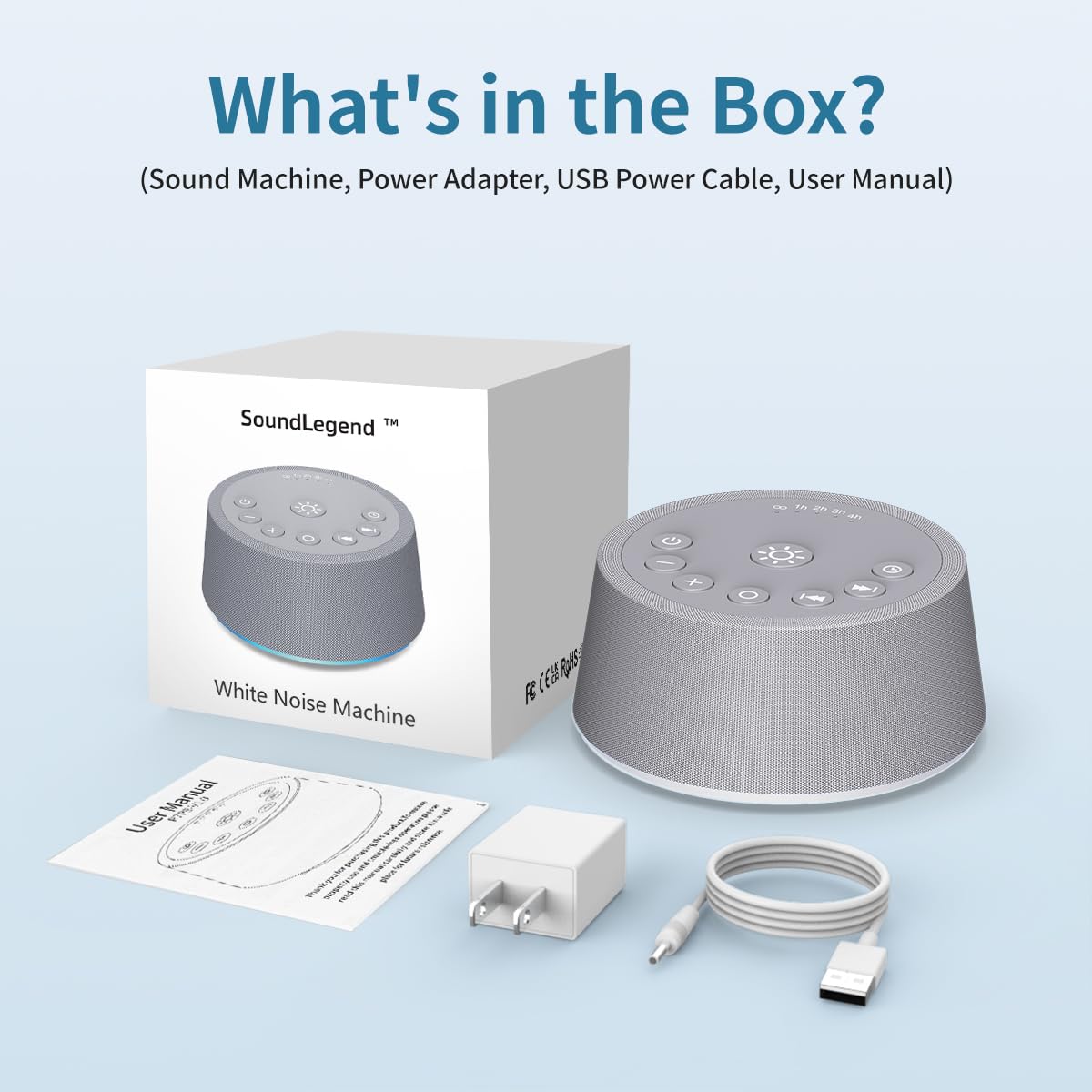 SoundLegend Sleep White Noise Machine — 32-Level Volume, 30 Sounds, 12-Color Night Light, 5 Timers