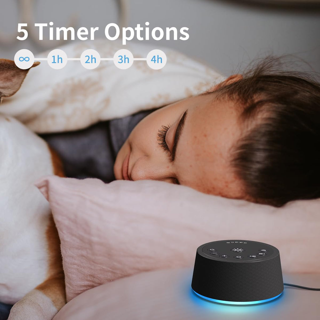 SoundLegend White Noise Sleep Machine — 30 Sounds, 12 Night Colors, 32 Levels, 5 Timers, Compact
