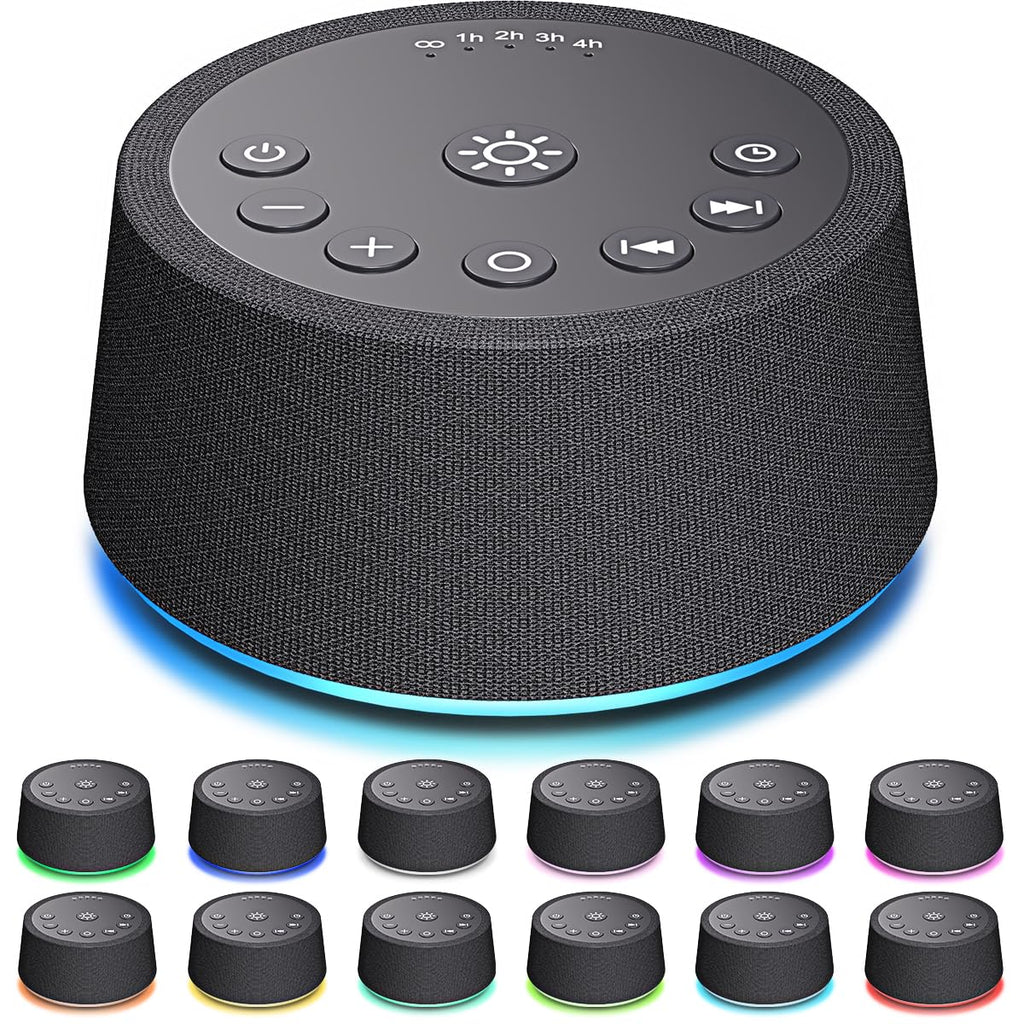 SoundLegend White Noise Sleep Machine — 30 Sounds, 12 Night Colors, 32 Levels, 5 Timers, Compact