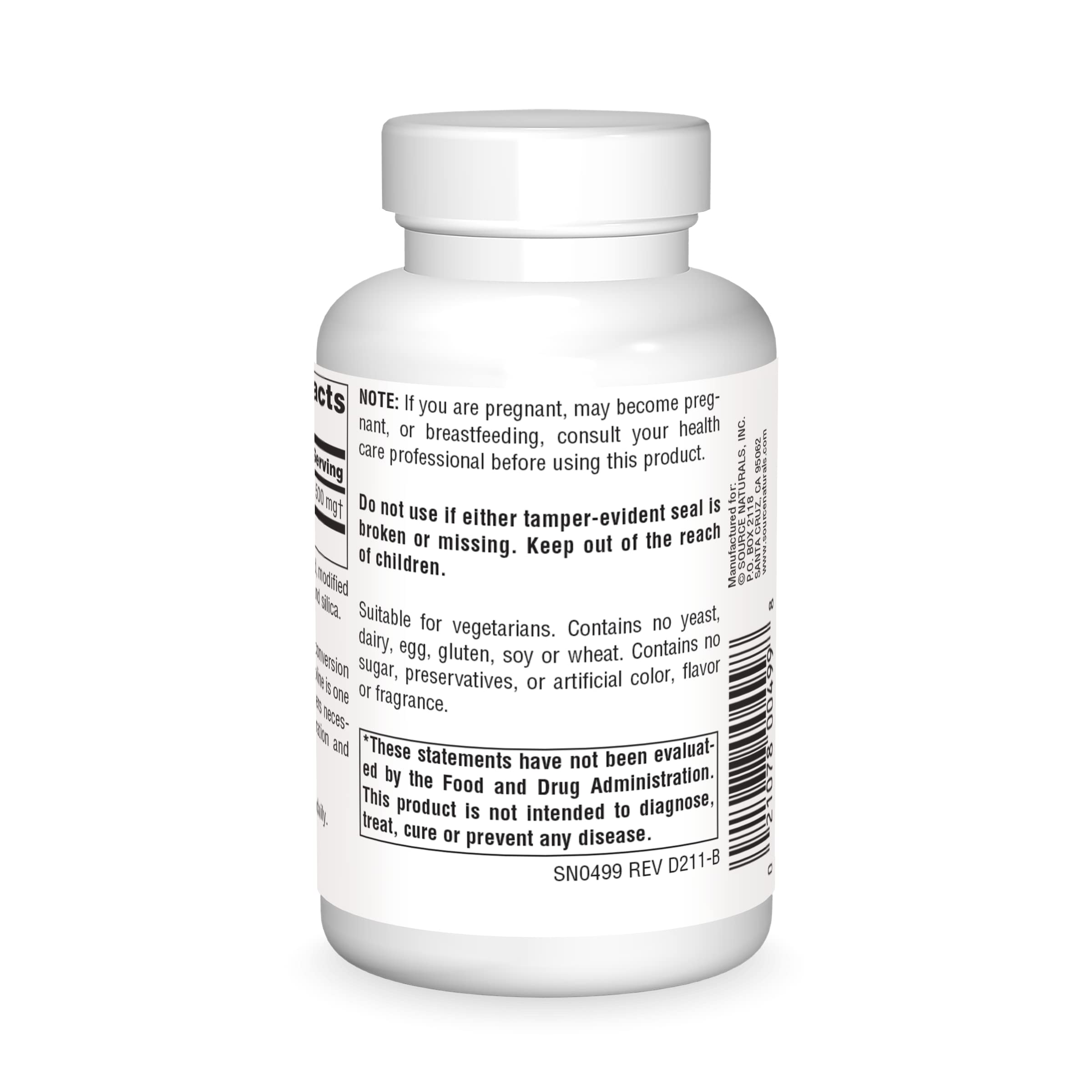 Source Naturals Acetyl L-Carnitine 500mg, 60 Tablets – Supports Memory, Focus & Muscle Energy
