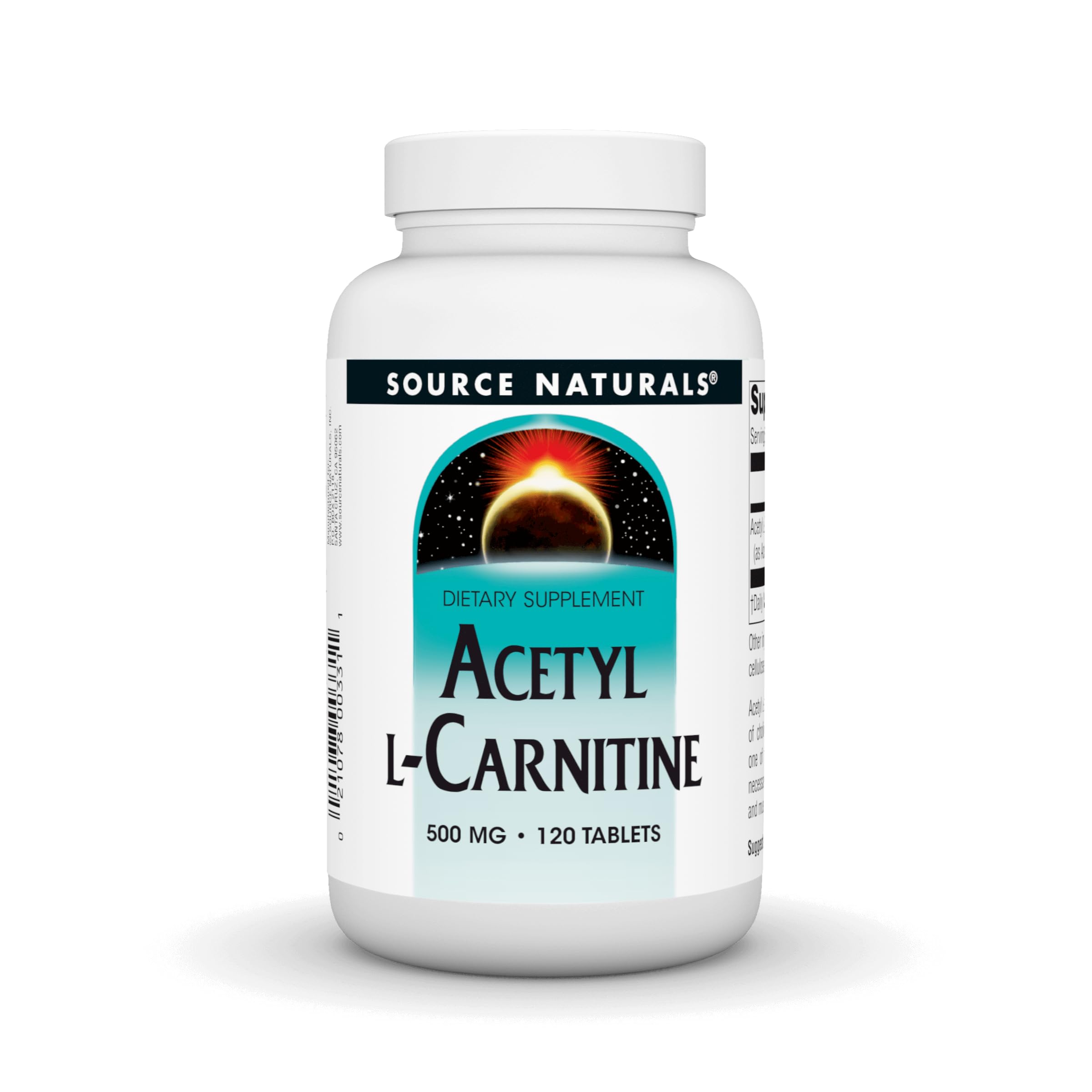 Source Naturals Acetyl L-Carnitine 500 mg Tablet - 120 Count | Vegetarian