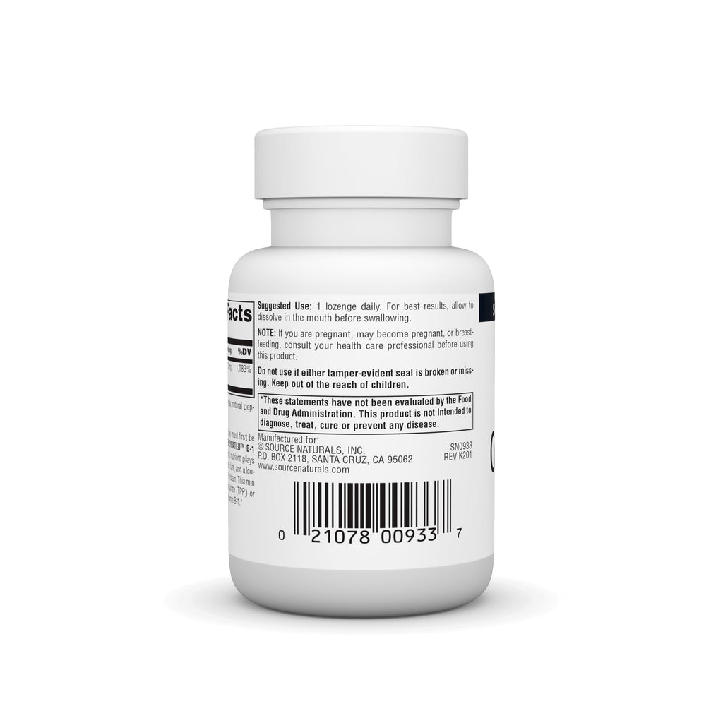 Source Naturals Coenzymated B-1 25mg – Fast-Acting Thiamin Cocarboxylase Lozenges (60)
