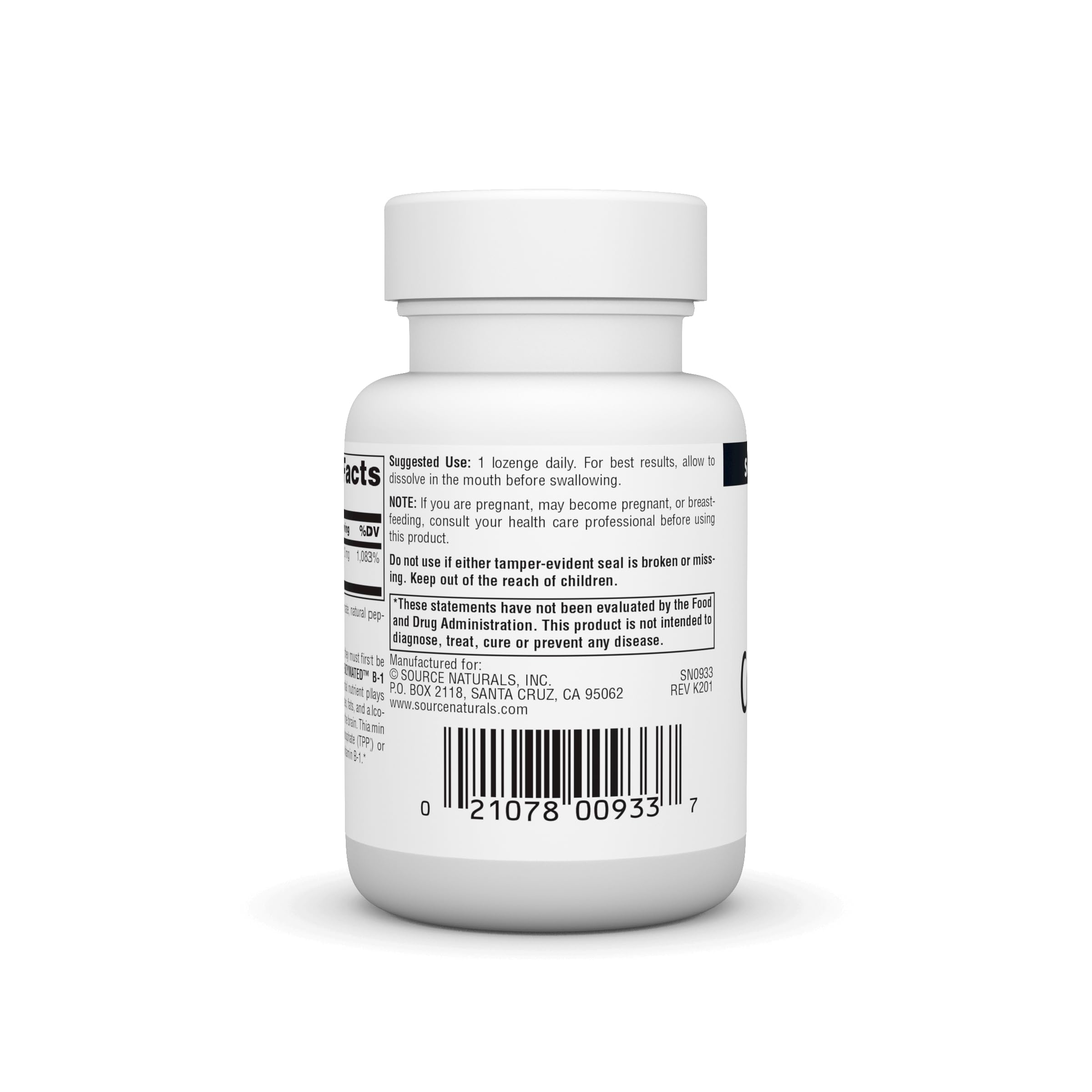 Source Naturals Coenzymated B-1 25mg – Fast-Acting Thiamin Cocarboxylase Lozenges (60)