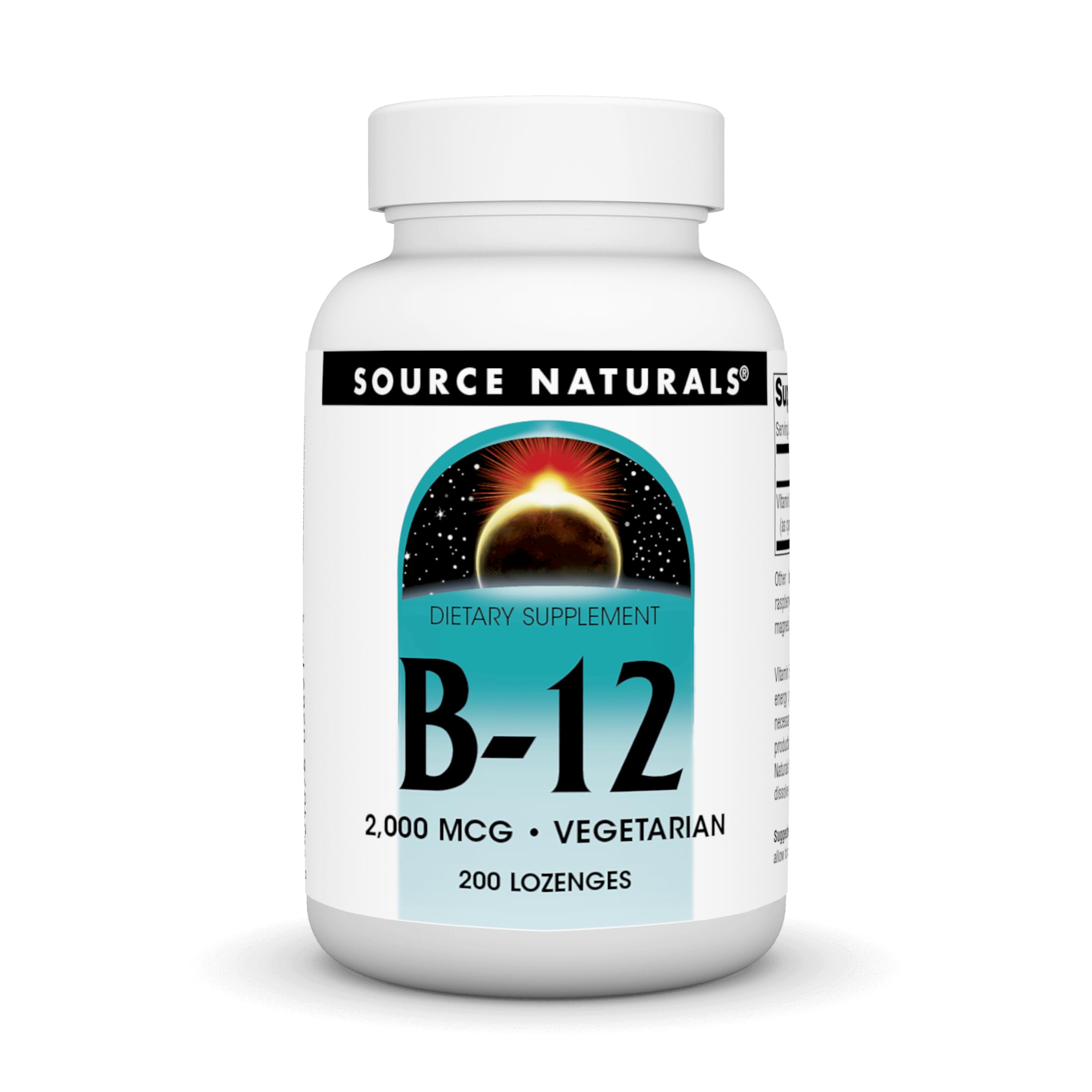 Source Naturals Vitamin B-12 2000 mcg Lozenges – 200 Vegetarian | Energy Production