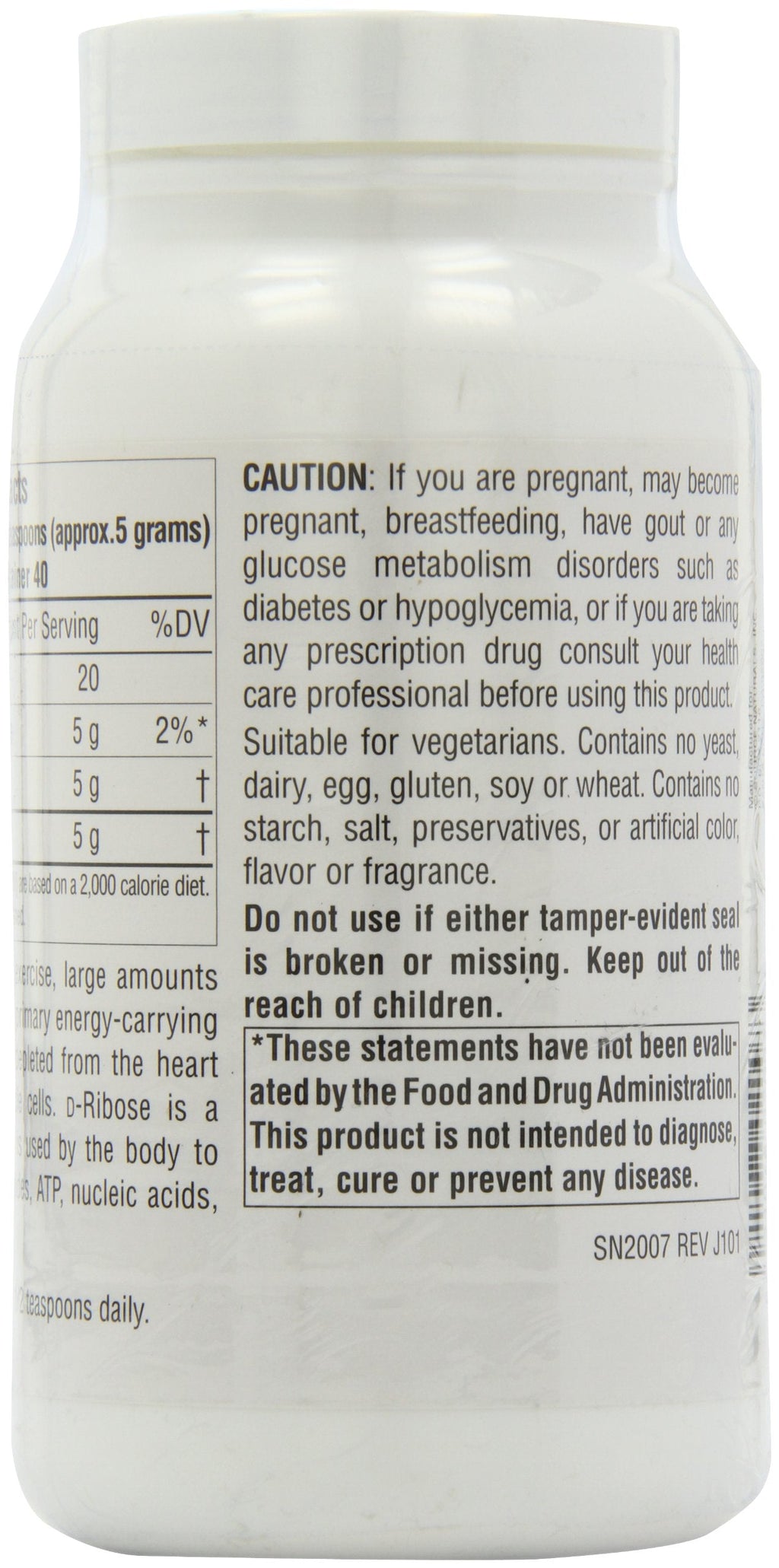 Source Naturals D-Ribose Powder - 200 Grams | Vegetarian Friendly