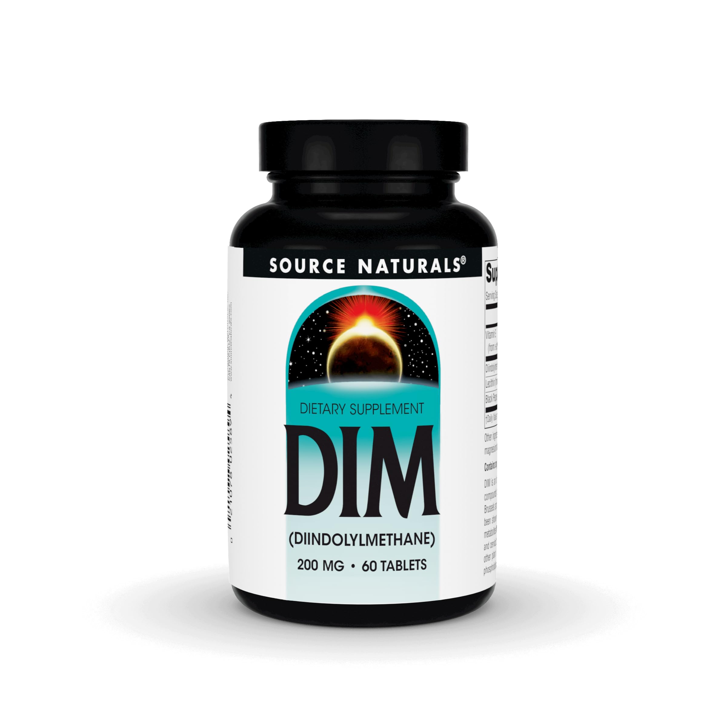 Source Naturals DIM 200mg with BioPerine, Vitamin E – 60 Tablets