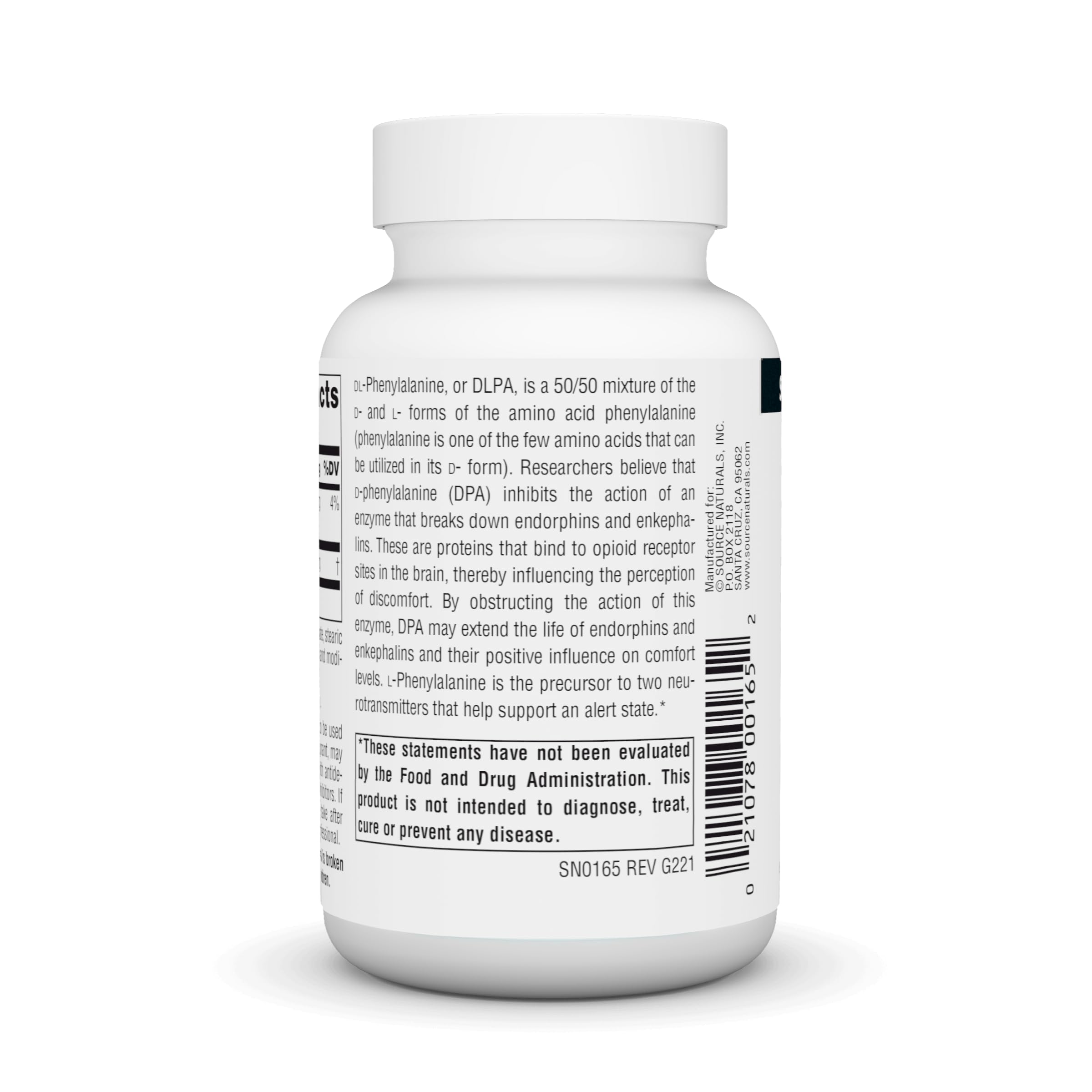 Source Naturals DLPA DL-Phenylalanine 750 mg - 60 Tablets | Mood & Alertness Support