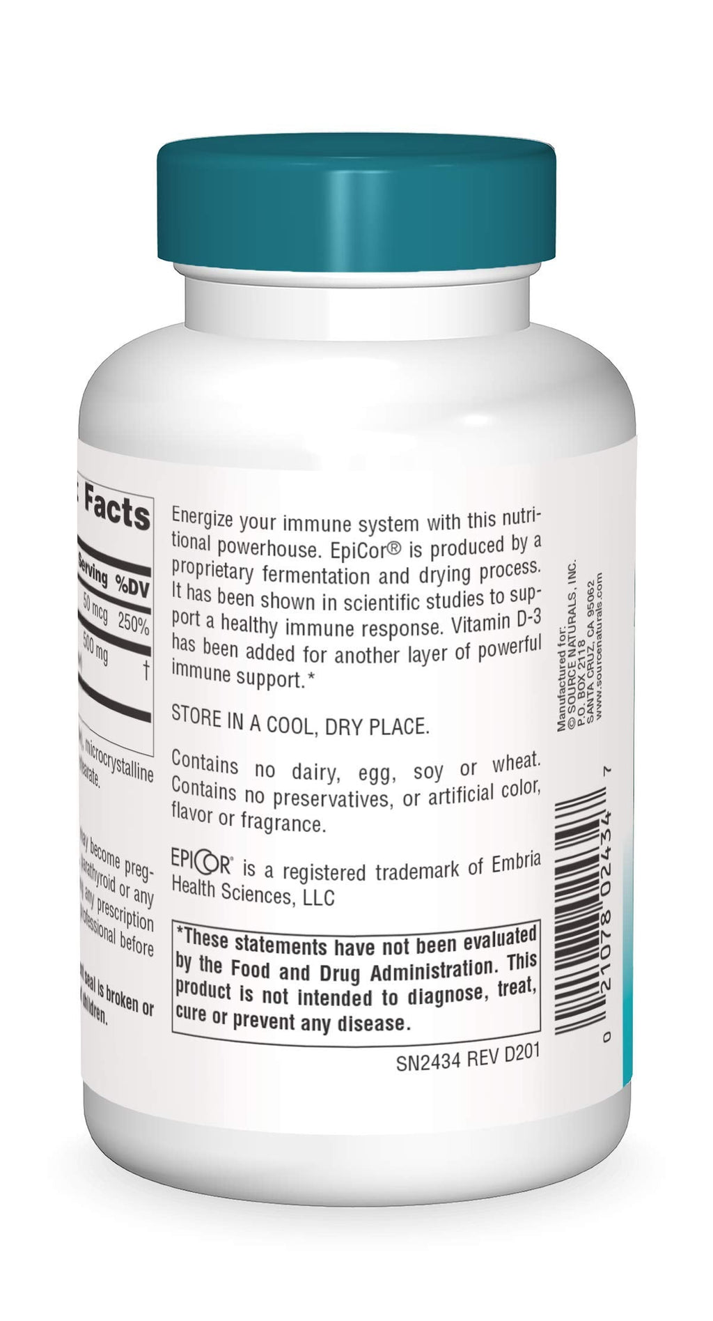 Source Naturals EpiCor with Vitamin D-3 – Immune Support (120 capsules)