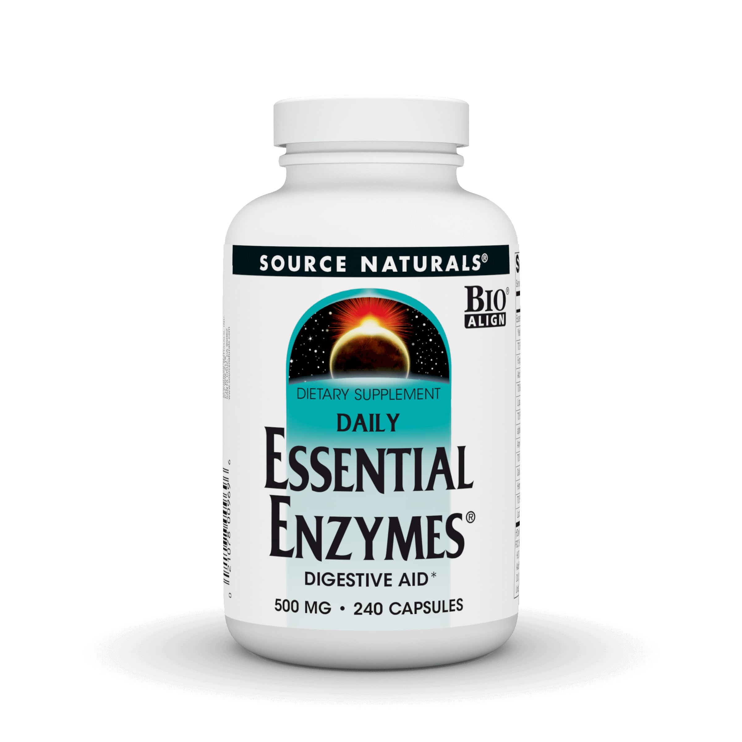 Source Naturals Essential Enzymes 500mg - Bio-Aligned Digestive Enzymes, 240 Capsules