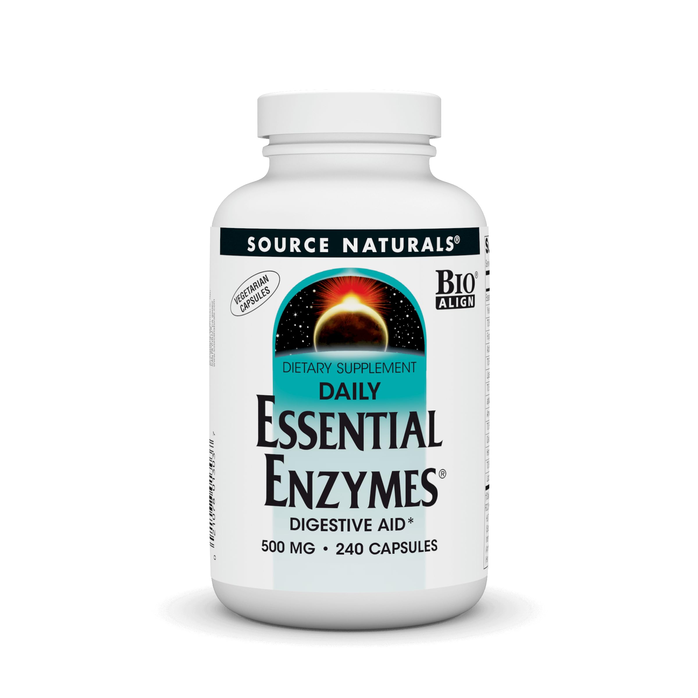 Source Naturals Essential Enzymes – Digestive Aid* in Vegetarian Capsules (500 mg), 240 Capsules