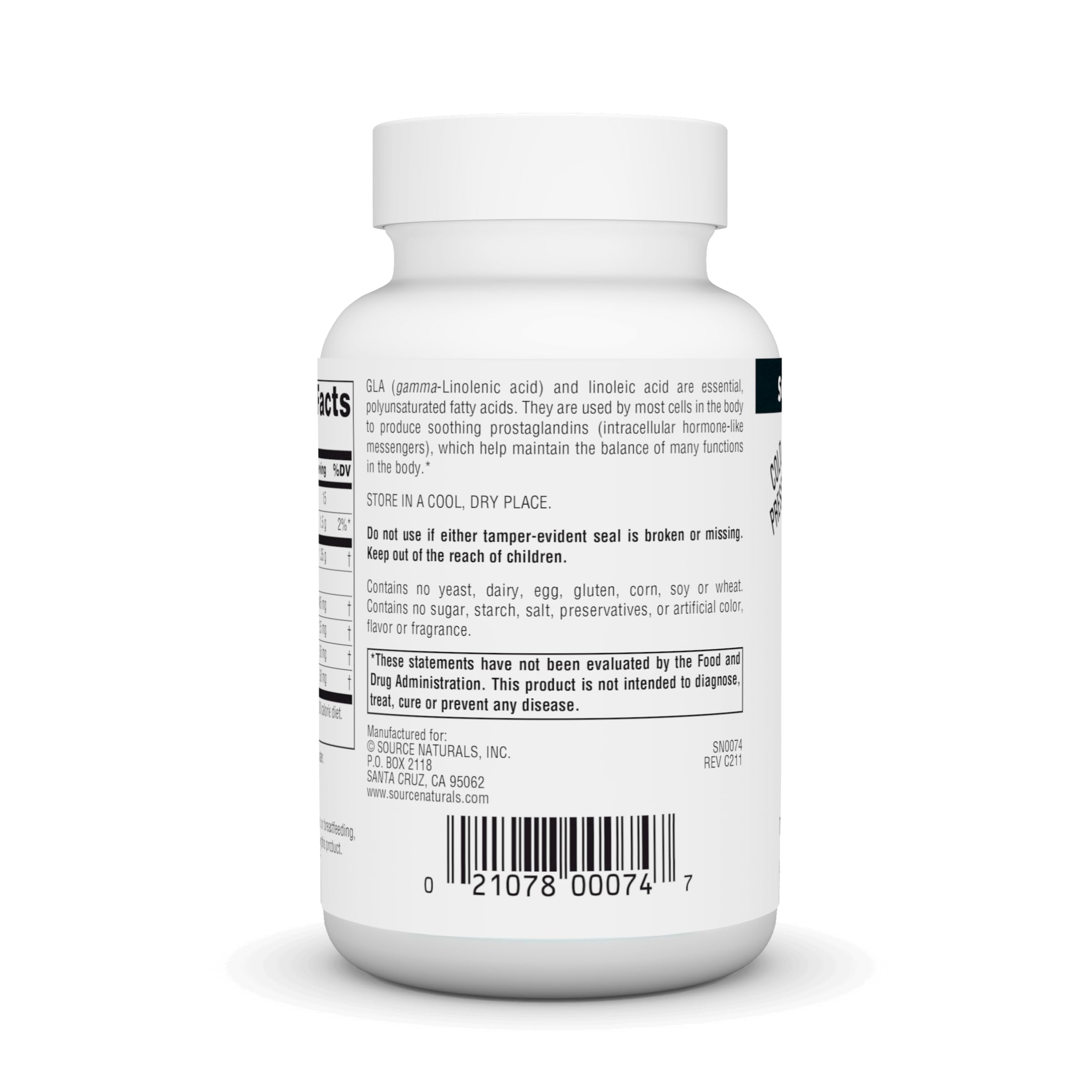 Source Naturals Evening Primrose Oil Hexane-Free 1350 mg | GLA 135 mg | Cold-Pressed | 30 Softgels