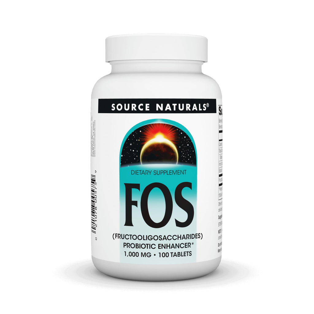 Source Naturals FOS 1000 mg Fructooligosaccharides Probiotic Enhancer – 100 Tablets