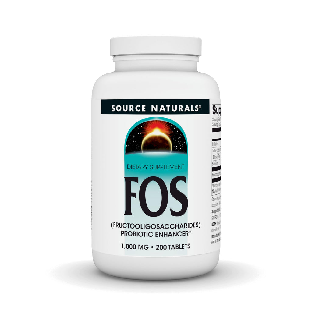 Source Naturals FOS 1000 mg Fructooligosaccharides Probiotic Enhancer – 200 Tablets
