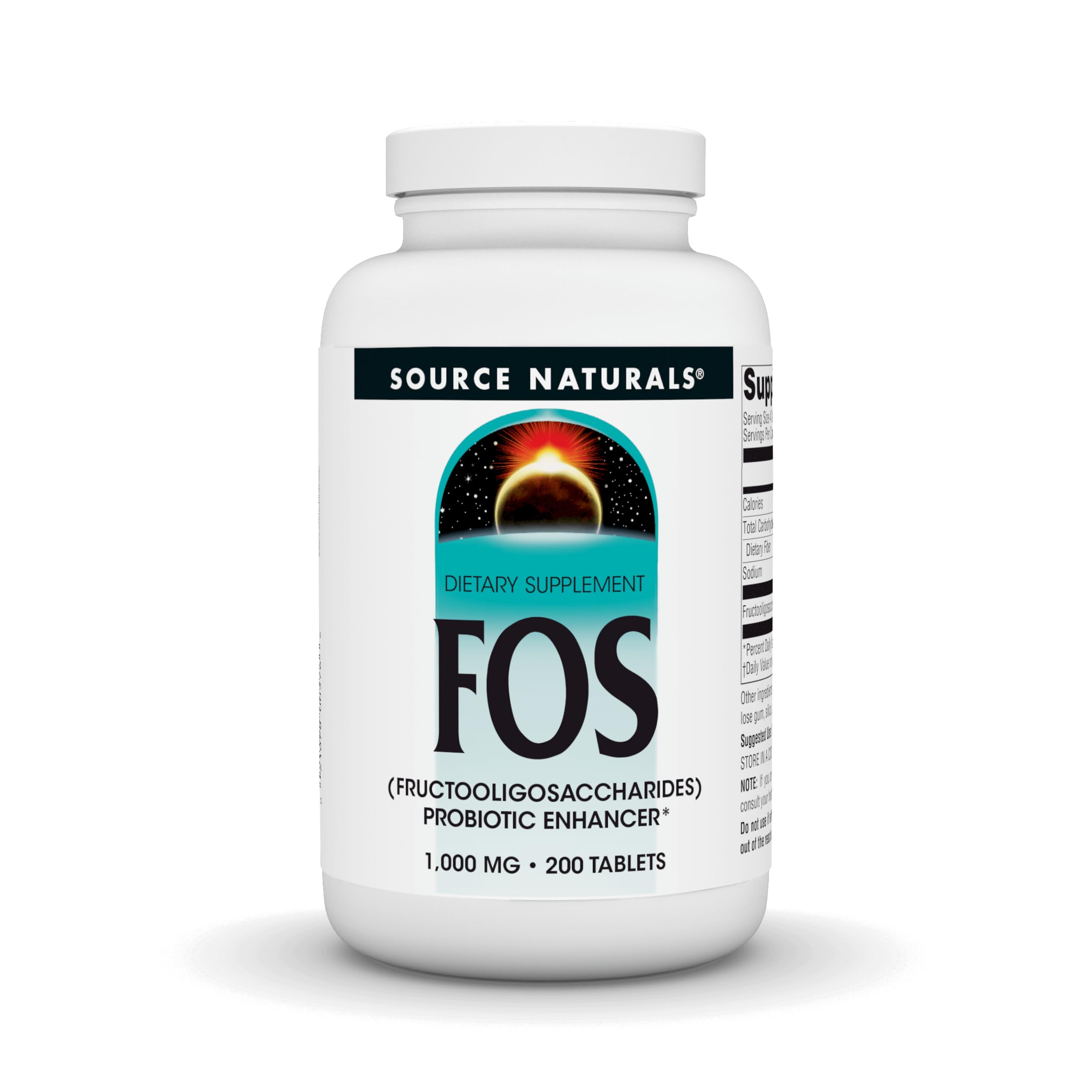 Source Naturals FOS 1000 mg Fructooligosaccharides Probiotic Enhancer – 200 Tablets