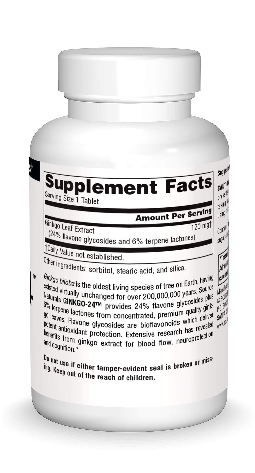 Source Naturals Ginkgo-24 - Ginkgo Biloba Extract 120 mg Supports Mental Acuity - 120 Tablets