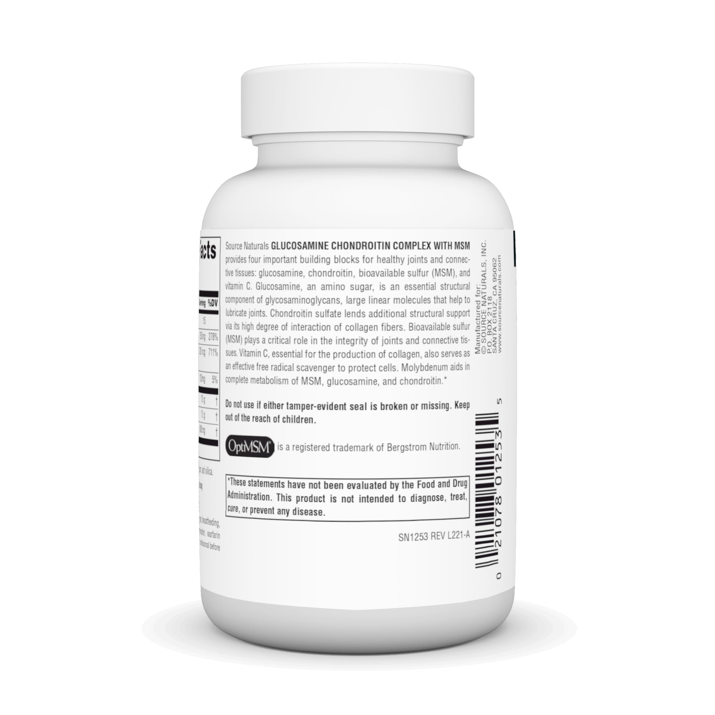 Source Naturals Glucosamine Chondroitin Complex with MSM – 60 Tablets | Joint Support