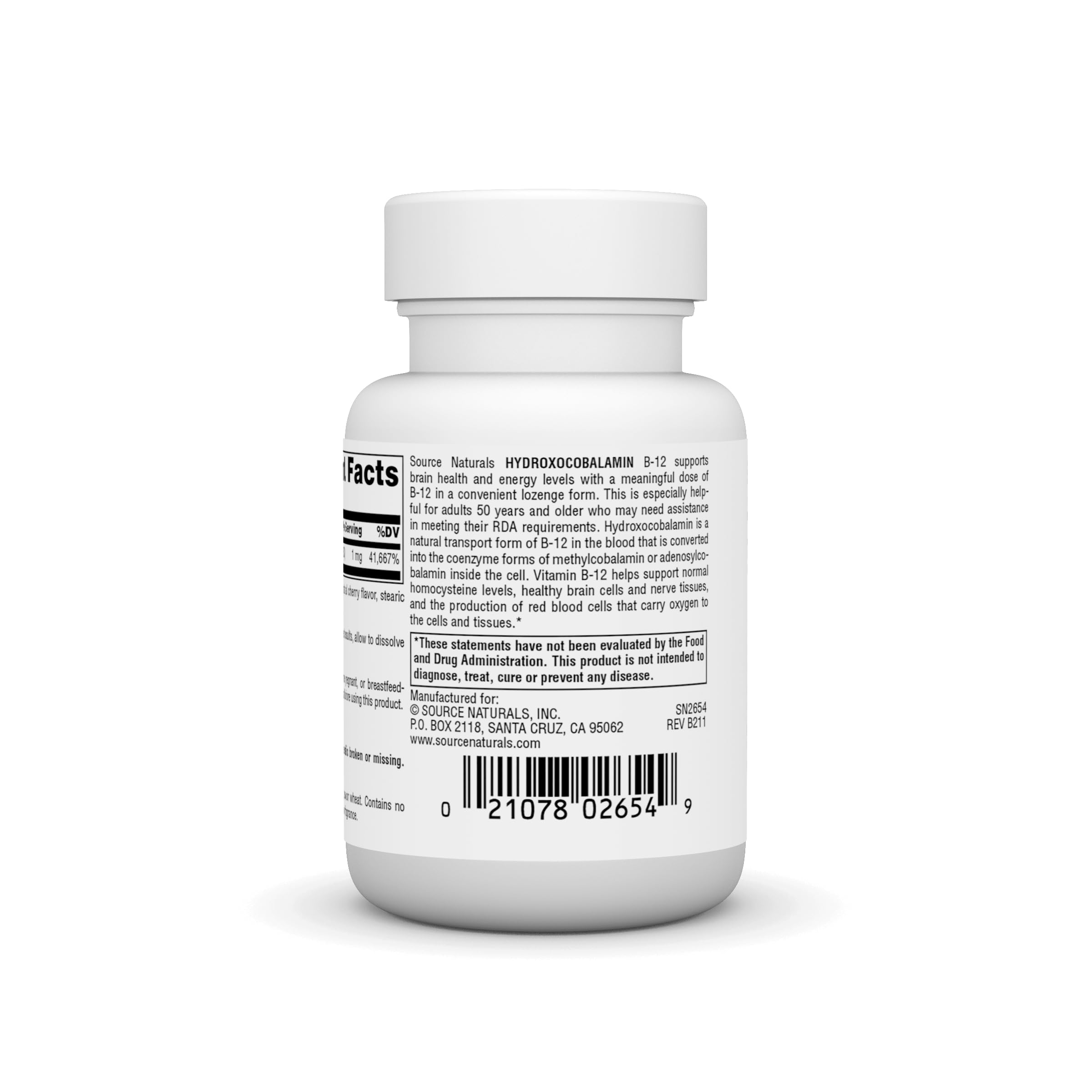 Source Naturals HydroxoCobalamin B-12 Lozenges 1 mg - Cherry, 60 ct