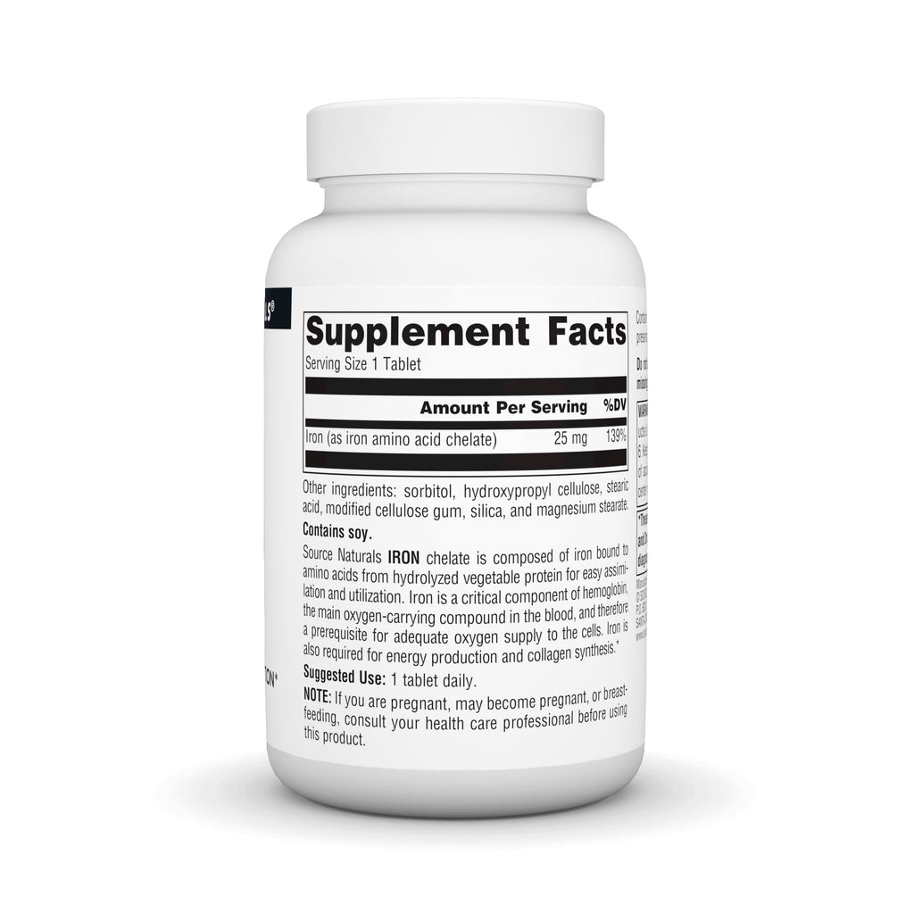 Source Naturals Iron, Amino Acid Chelate – Energy Support Dietary Supplement (250 Tablets)