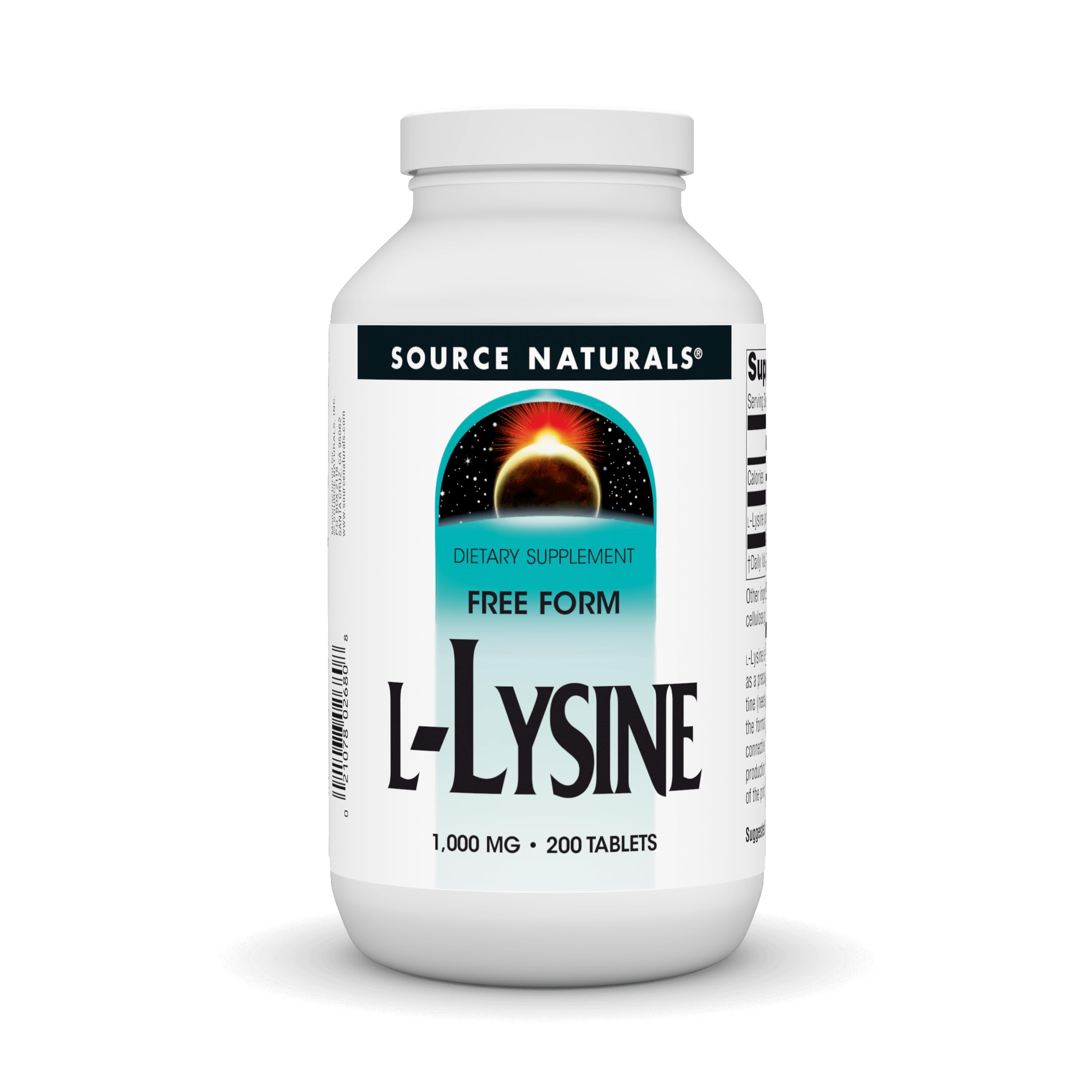 Source Naturals L-Lysine Free Form 1000 mg – Supports Collagen & Energy (200 Tablets)