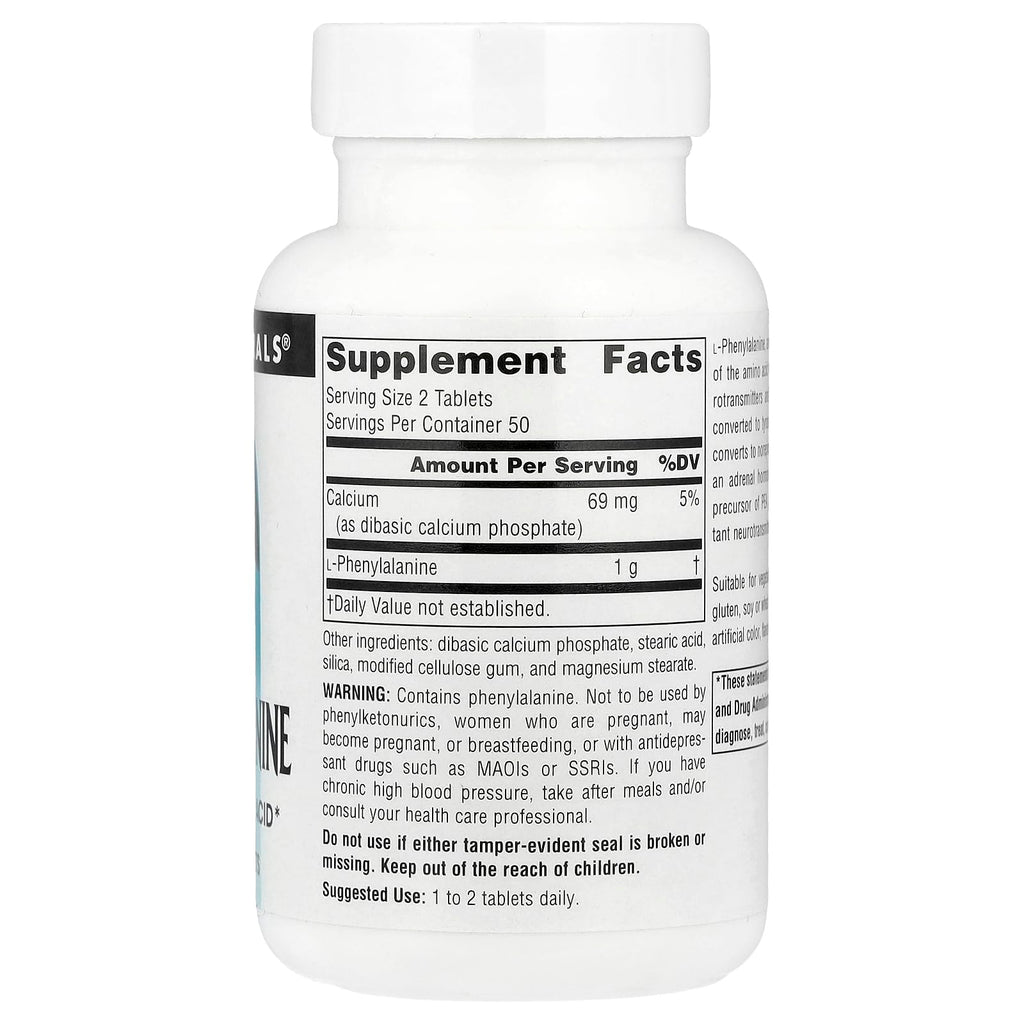 Source Naturals L-Phenylalanine Free Form Essential Amino Acid* - 100 Tablets