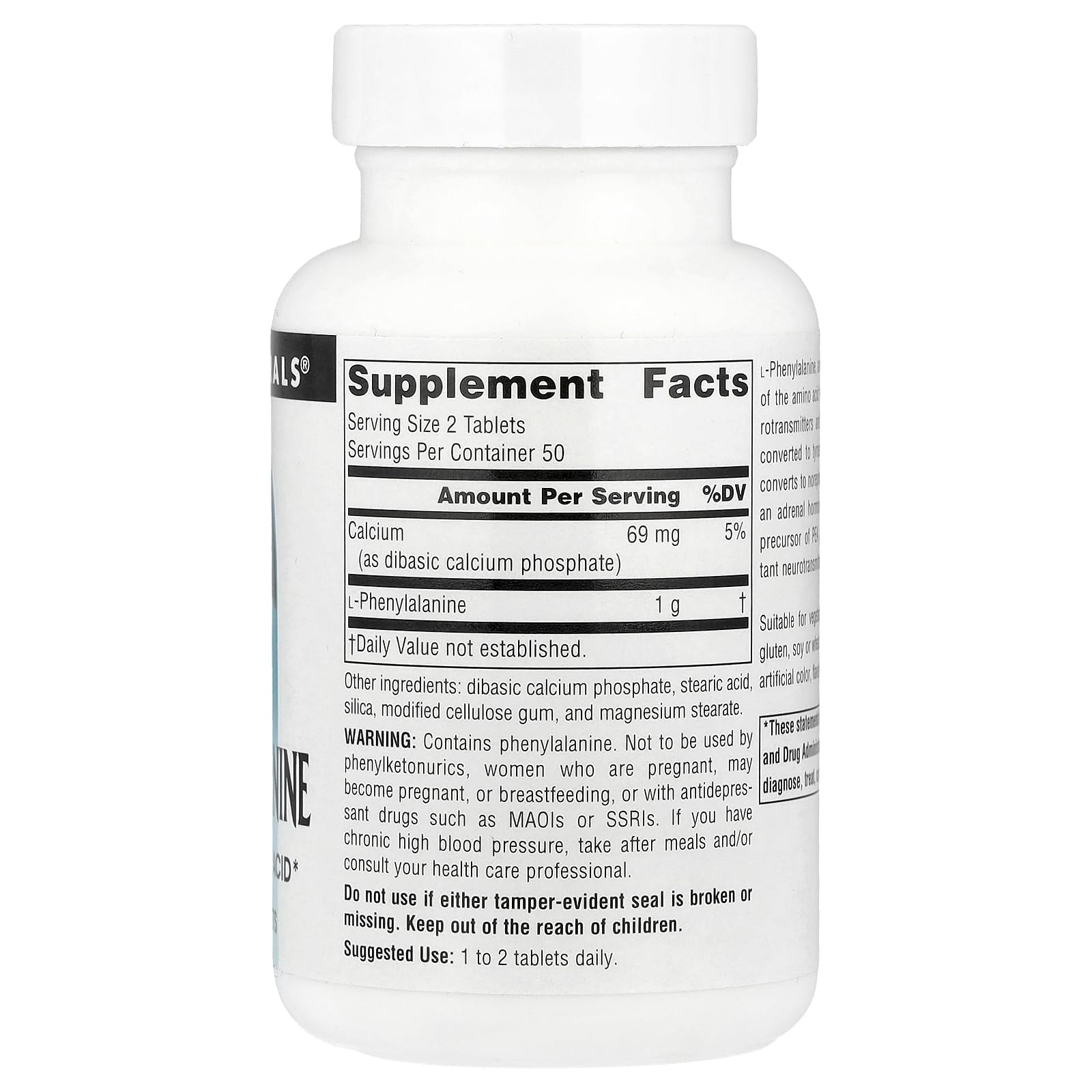 Source Naturals L-Phenylalanine Free Form Essential Amino Acid* - 100 Tablets