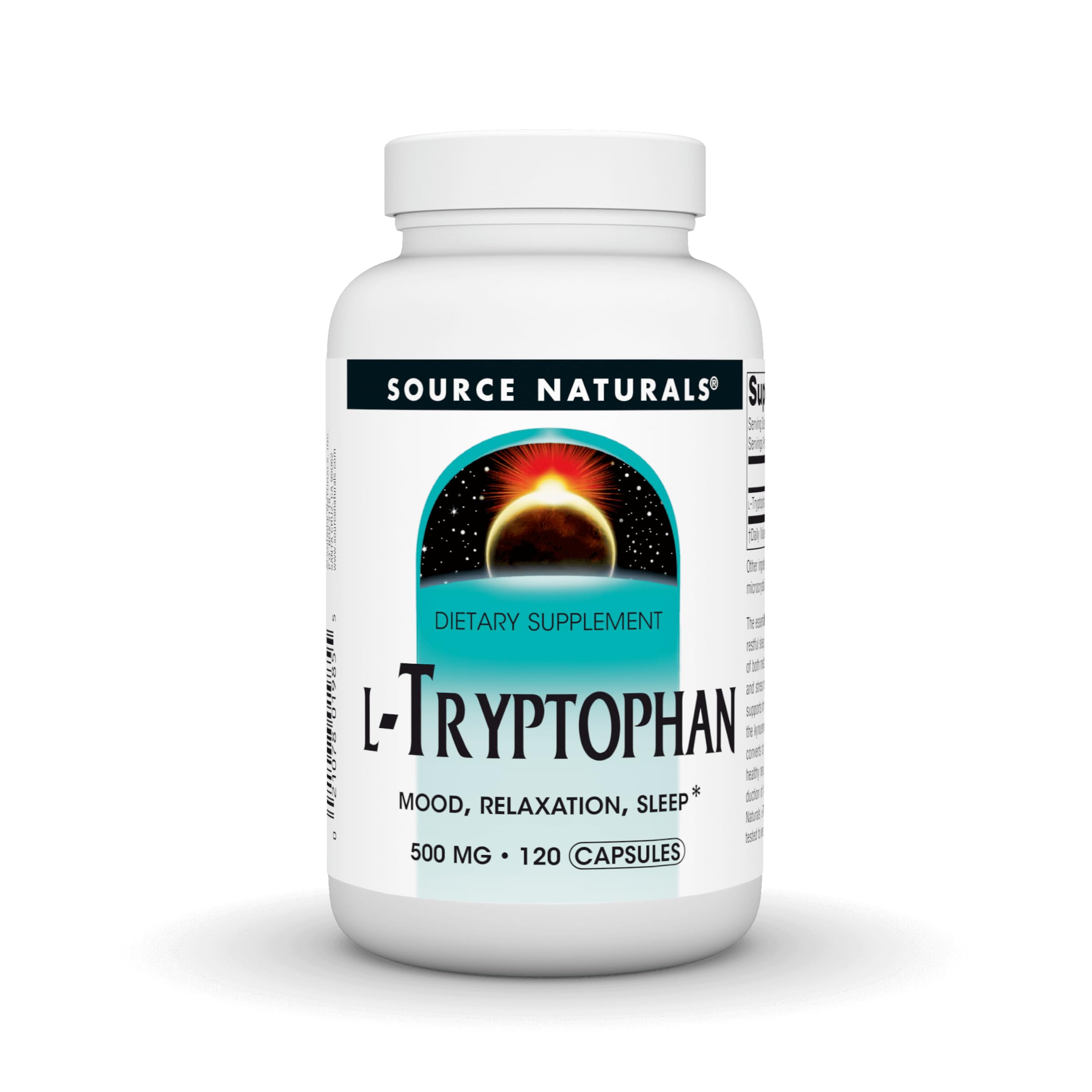 Source Naturals L-Tryptophan 500mg - Mood, Relaxation & Sleep Support, 120 Capsules
