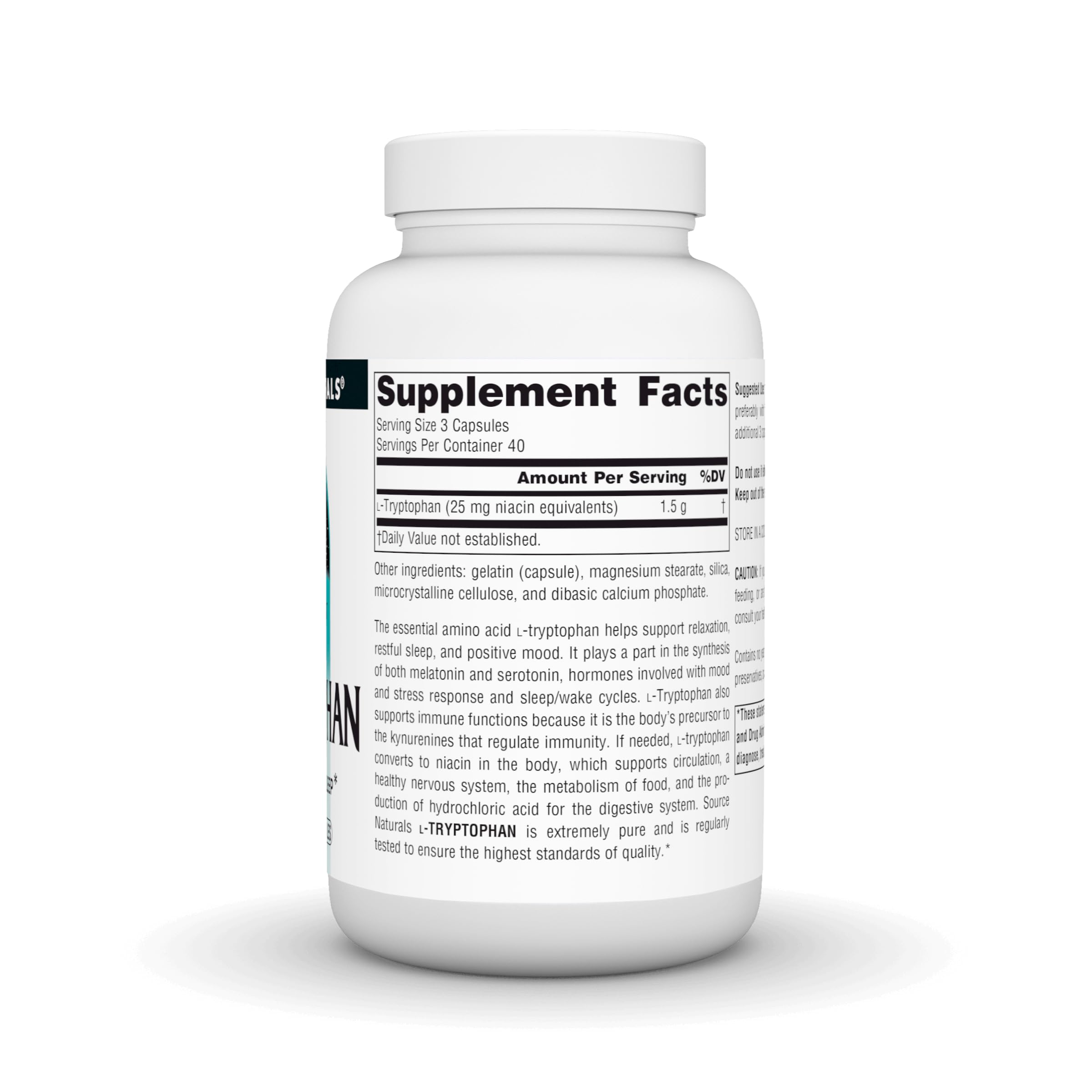 Source Naturals L-Tryptophan 500mg - Mood, Relaxation & Sleep Support, 120 Capsules
