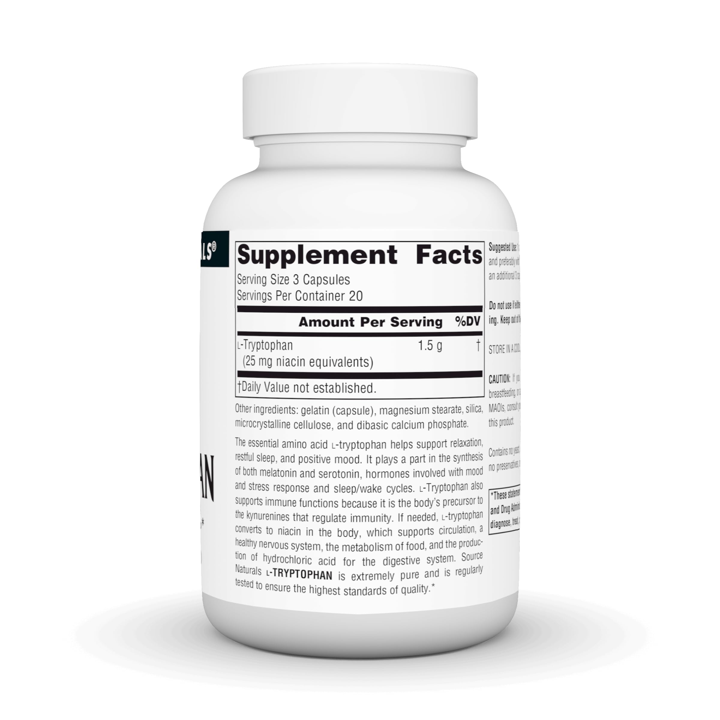 Source Naturals L-Tryptophan 500mg - 60 Capsules | Mood, Relaxation & Sleep*