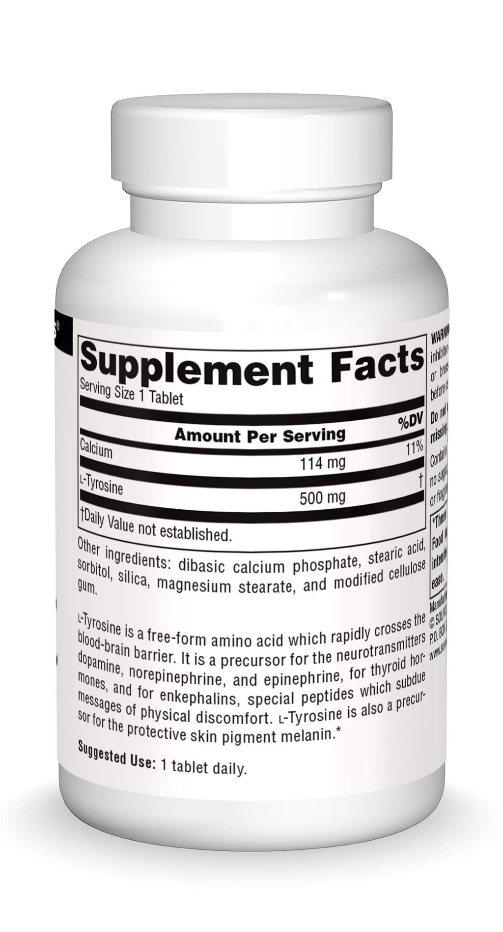 Source Naturals L-Tyrosine Free-Form Amino Acid Supplement - 50 Tablets