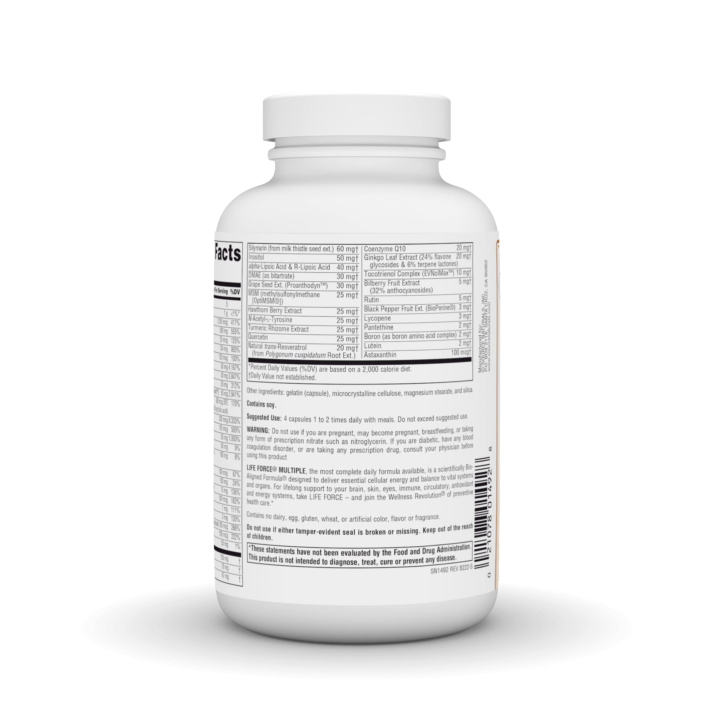Source Naturals Life Force Iron Free Multivitamin – High Potency Daily Vitamin, 180 Capsules