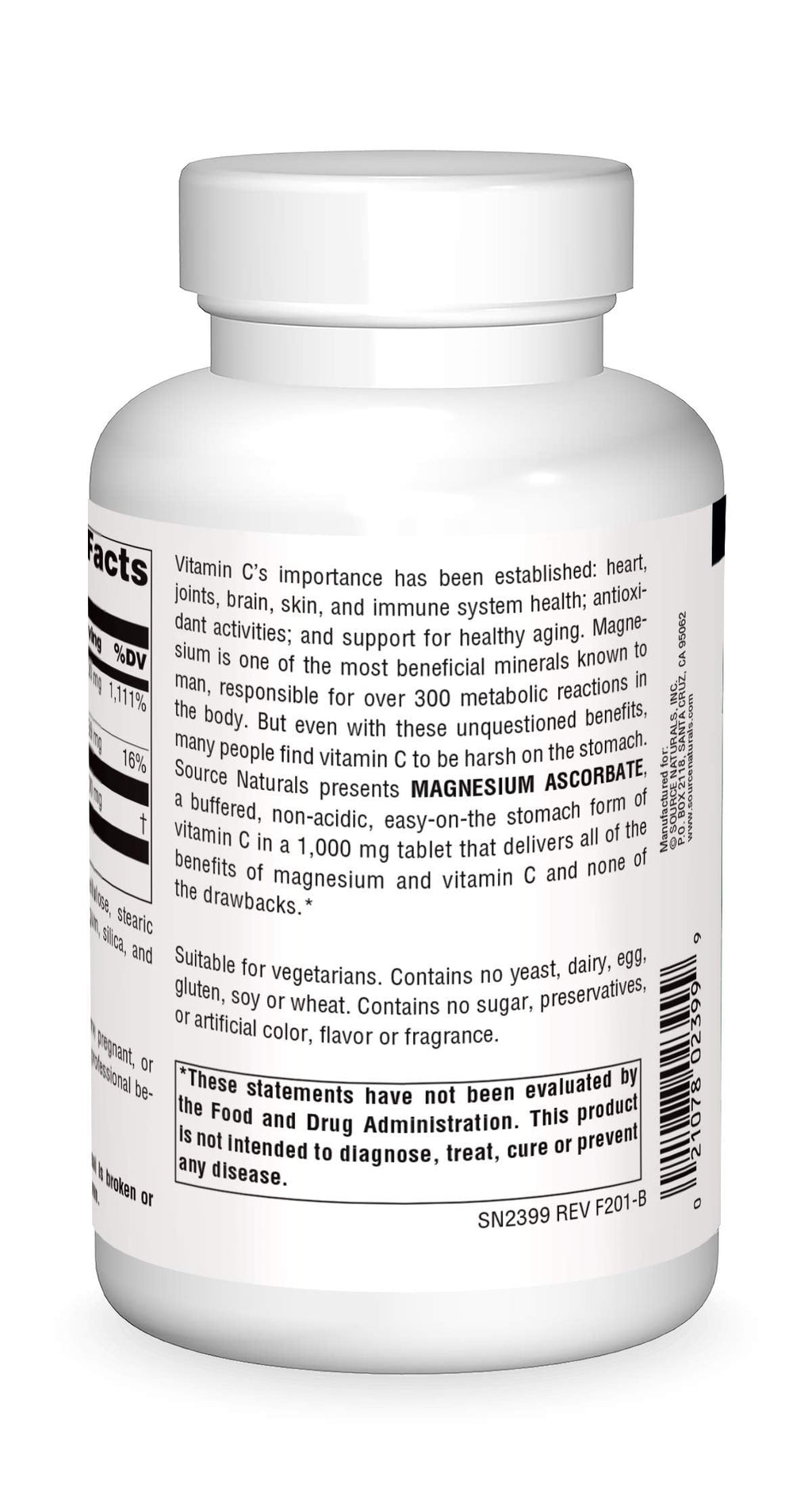 Source Naturals Magnesium Ascorbate 1000mg – Gentle Non-Acidic Vitamin C (120 Tablets)