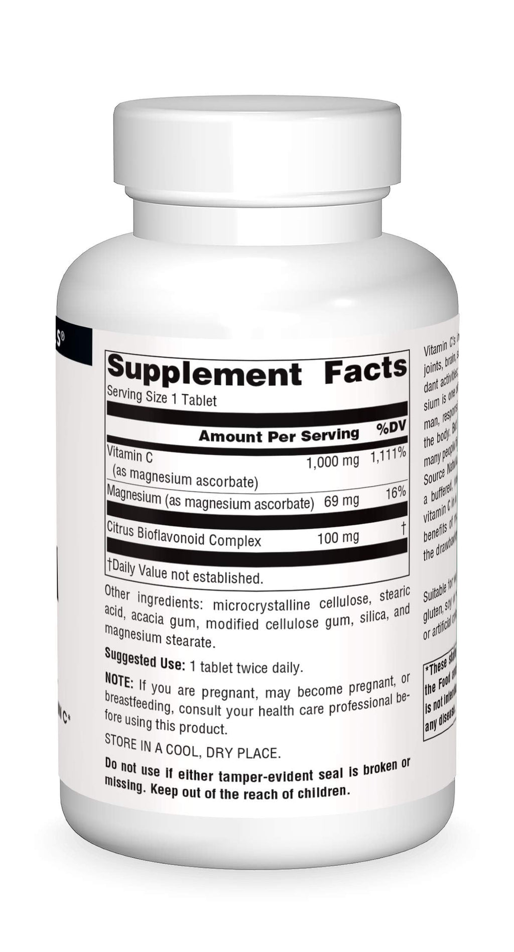Source Naturals Magnesium Ascorbate 1000mg – Gentle Non-Acidic Vitamin C (120 Tablets)
