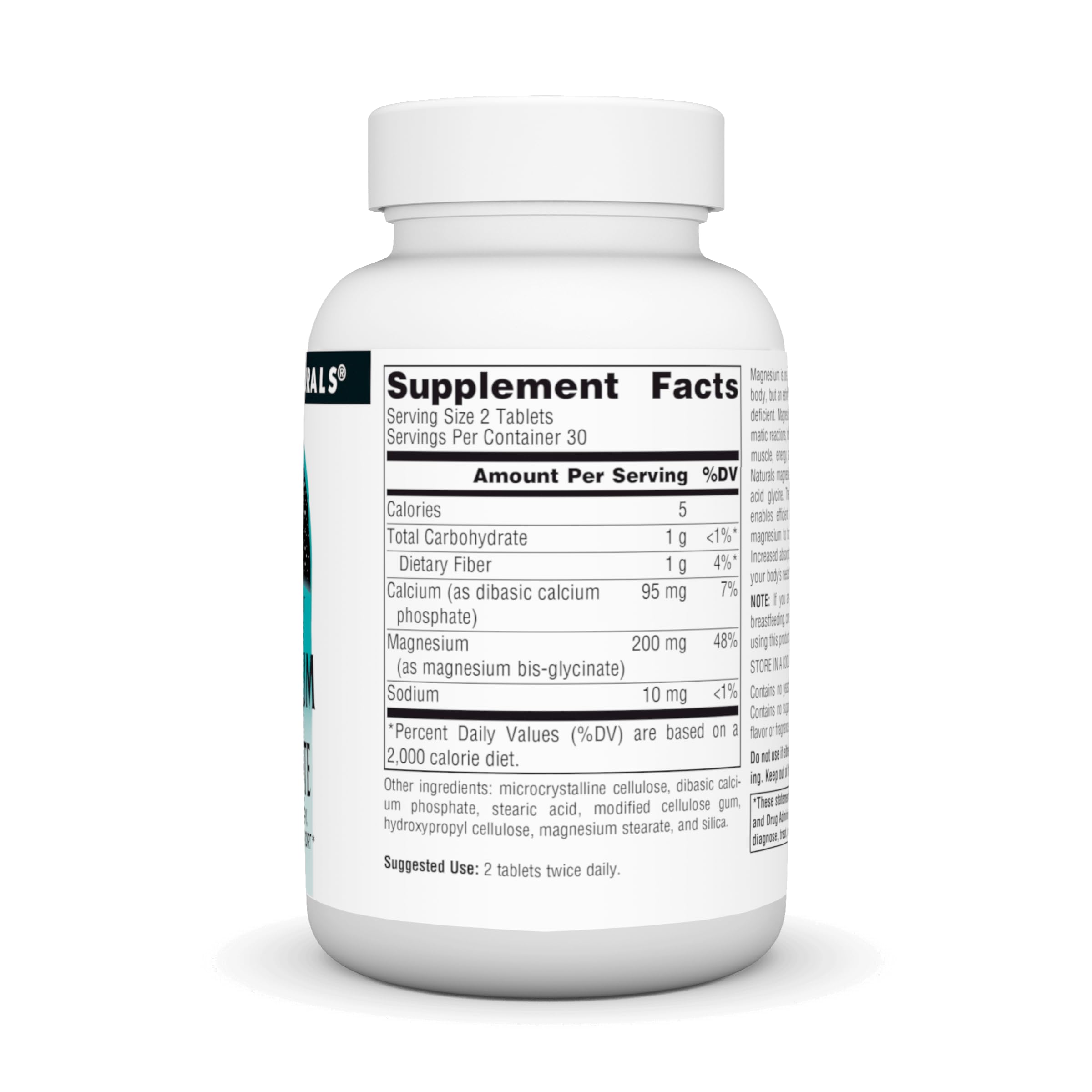 Source Naturals Magnesium Glycinate, Chelated for High Absorption | Calm Energy, Bone & Heart Support*, 200 mg per Serving - 60 Tablets