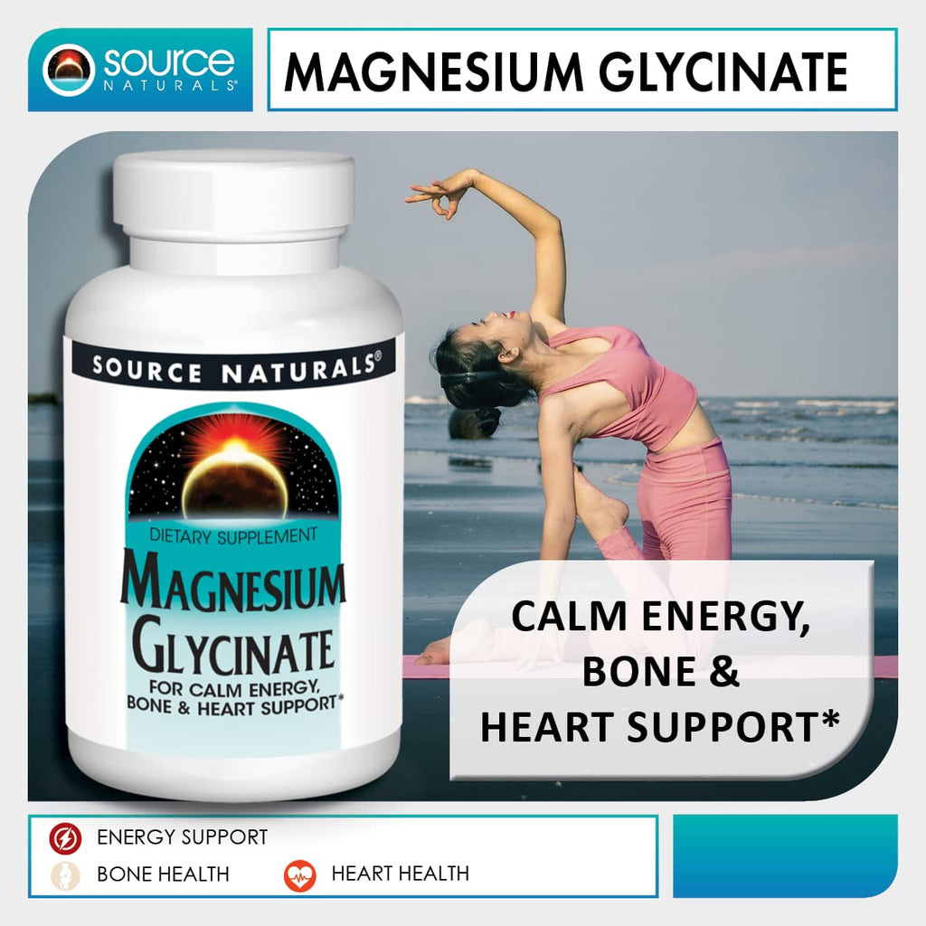 Source Naturals Magnesium Glycinate 200 mg | High Absorption, 120 Tablets