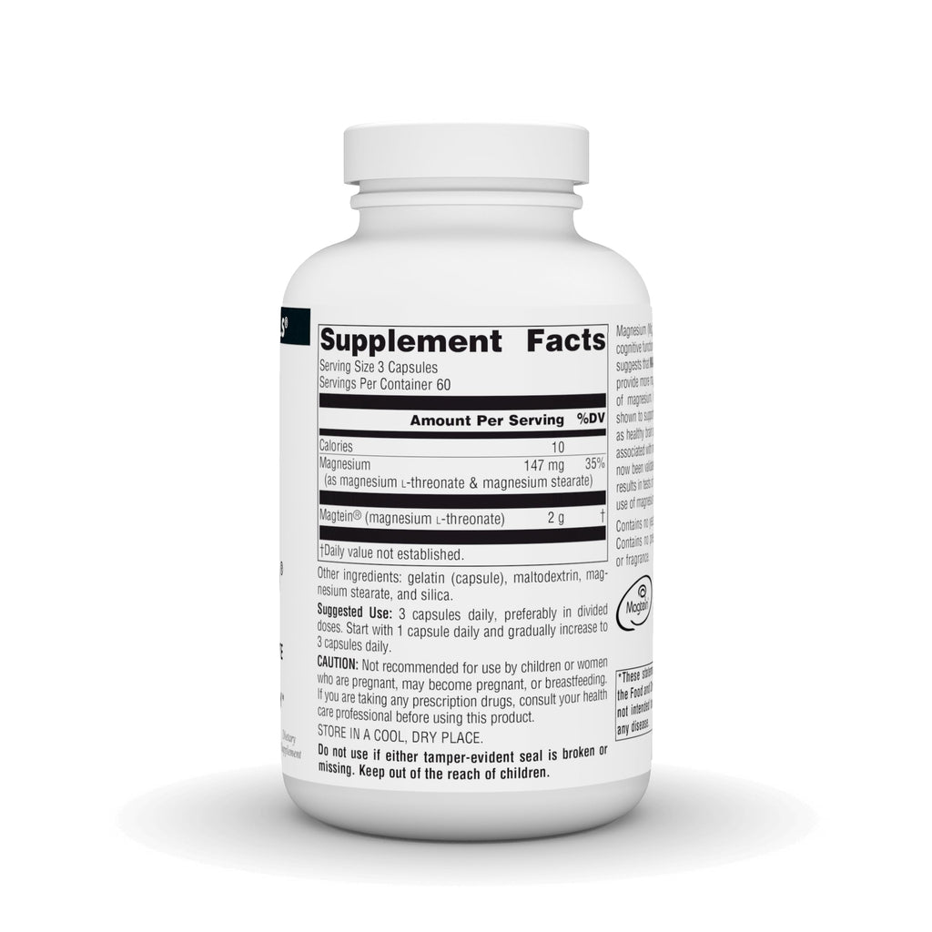 Source Naturals Magtein Magnesium L-Threonate 667mg – Focus, Mood & Memory Support | 180 Capsules