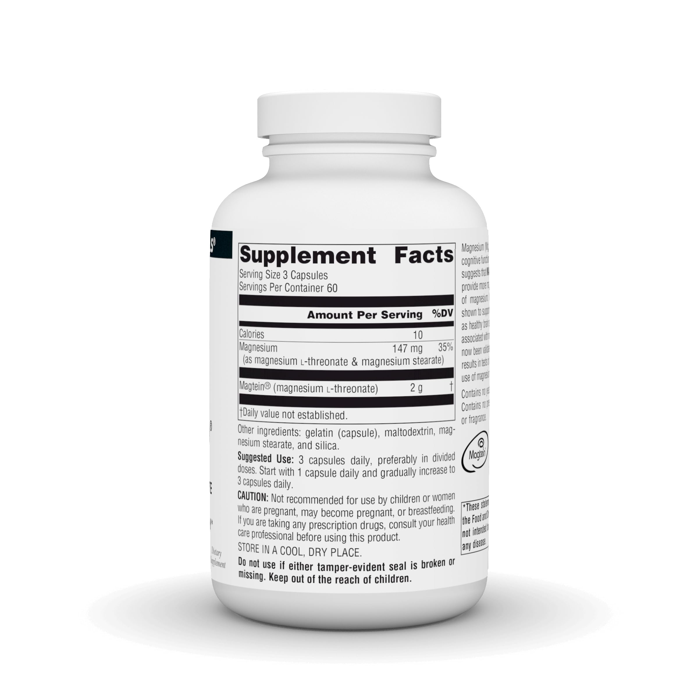 Source Naturals Magtein Magnesium L-Threonate 667mg – Focus, Mood & Memory Support | 180 Capsules