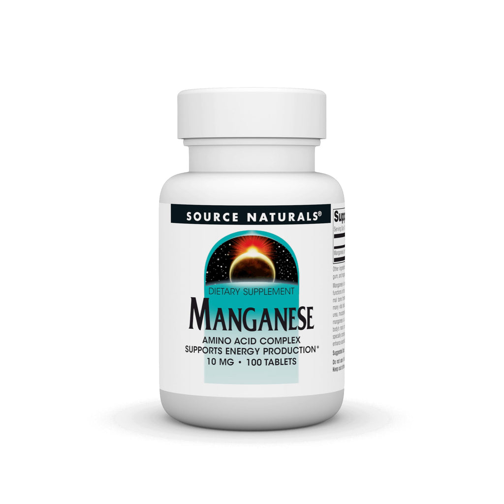 Source Naturals Manganese, Amino Acid Chelate – Supports Energy Production – 100 Tablets