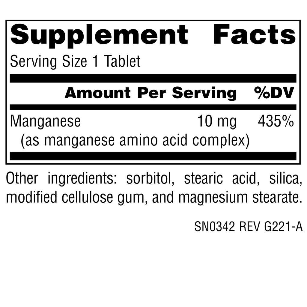 Source Naturals Manganese, Amino Acid Chelate – Supports Energy Production – 100 Tablets