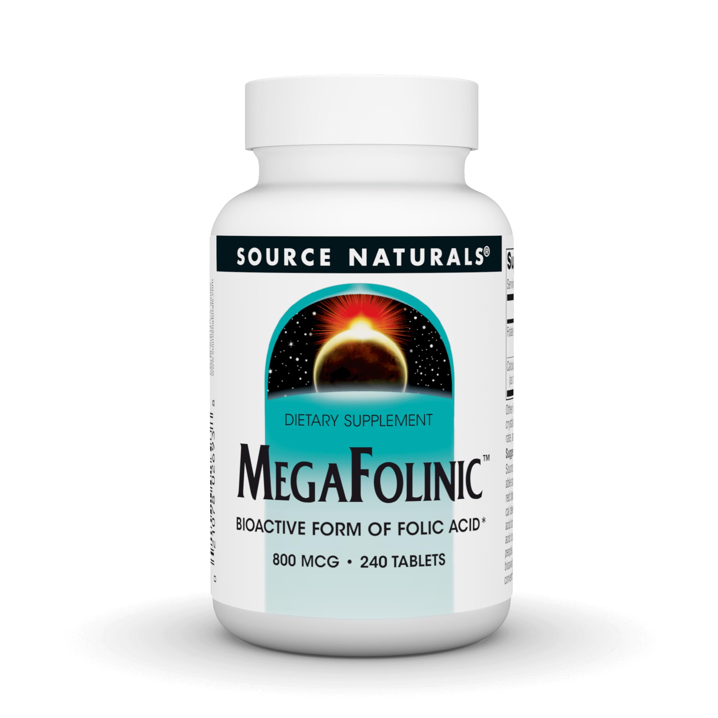 Source Naturals MegaFolinic 800 mcg Folic Acid | 240 Tablets | Vegetarian