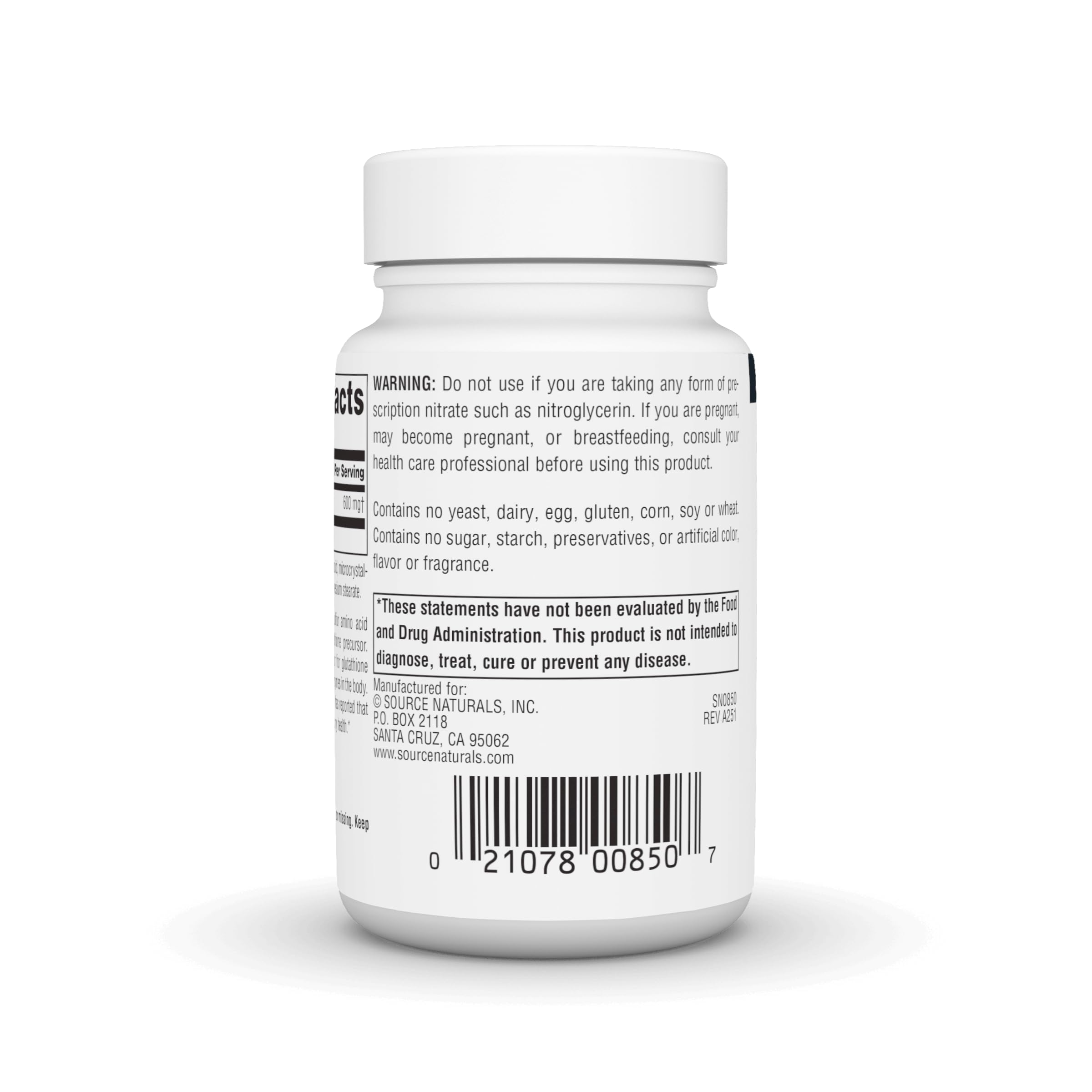 Source Naturals N-Acetyl Cysteine 600 mg — Antioxidant Support for Respiratory Health | 60 Tablets