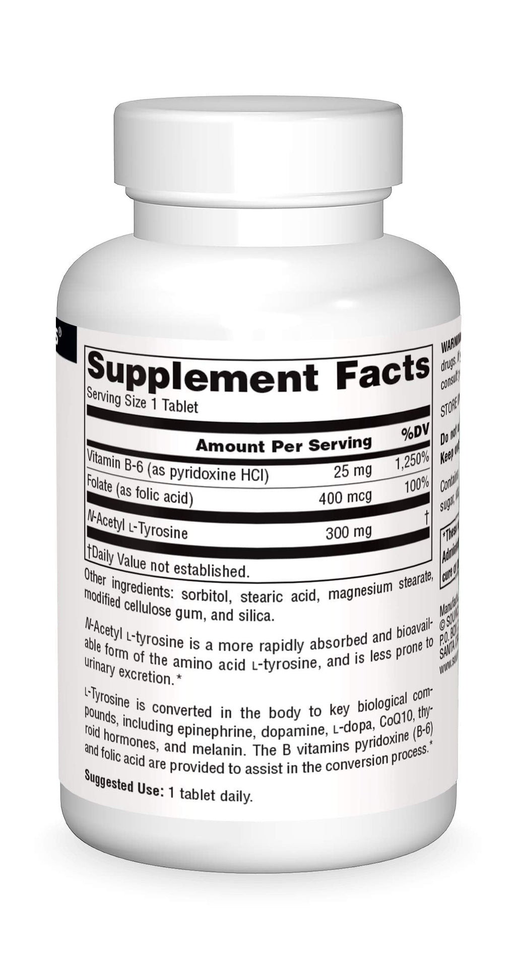 Source Naturals N-Acetyl L-Tyrosine Dietary Supplement - 120 Tablets