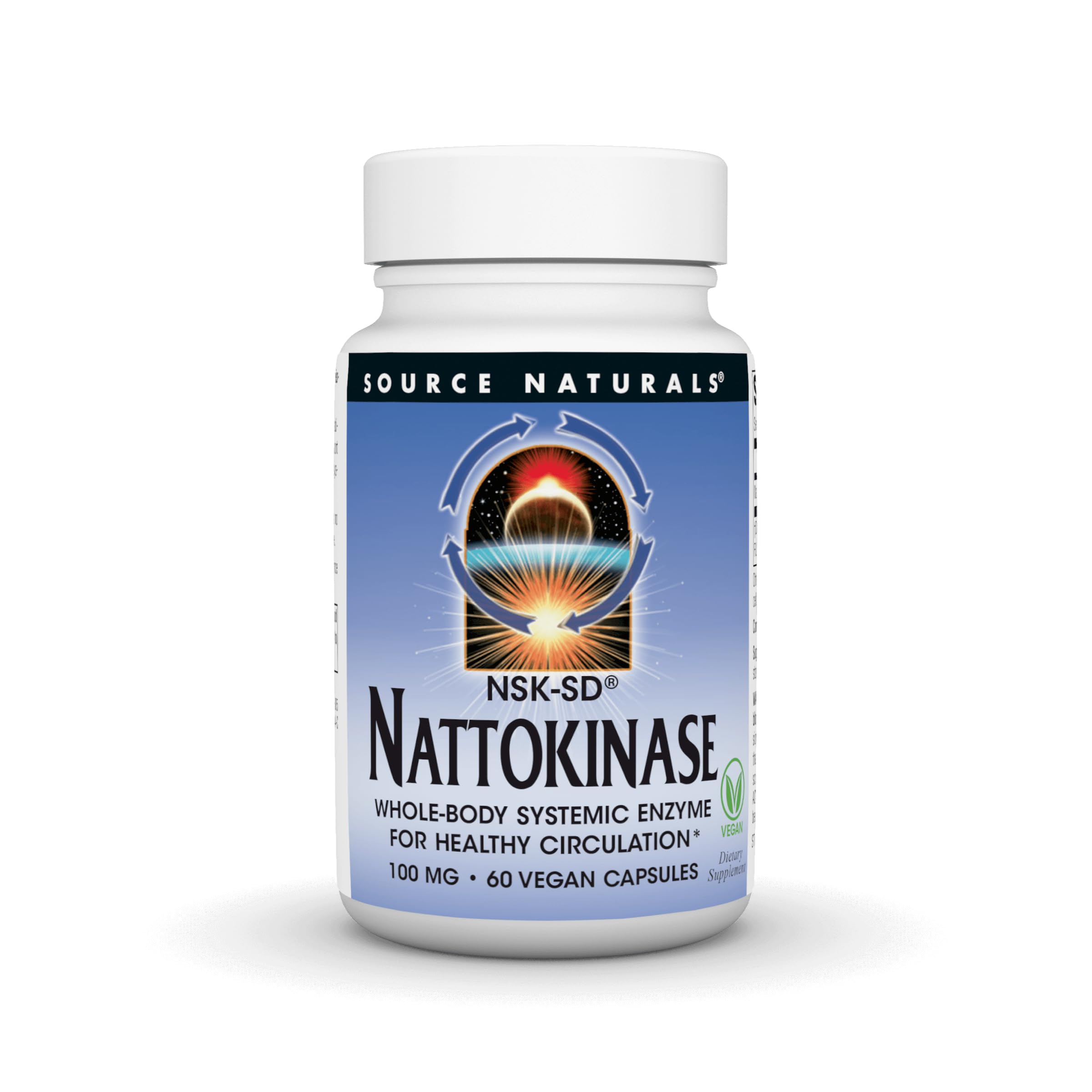 Source Naturals NSK-SD Nattokinase 100mg | Systemic Enzyme for Healthy Circulation - 60 Vegan Capsules