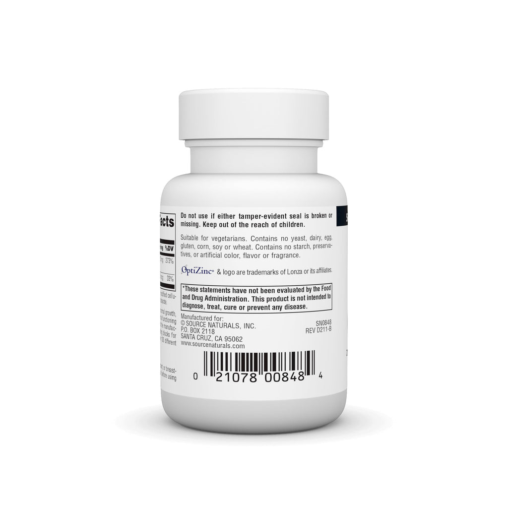 Source Naturals OptiZinc Zinc Methionine Sulfate Complex & Dietary Supplement* - 120 Tablets