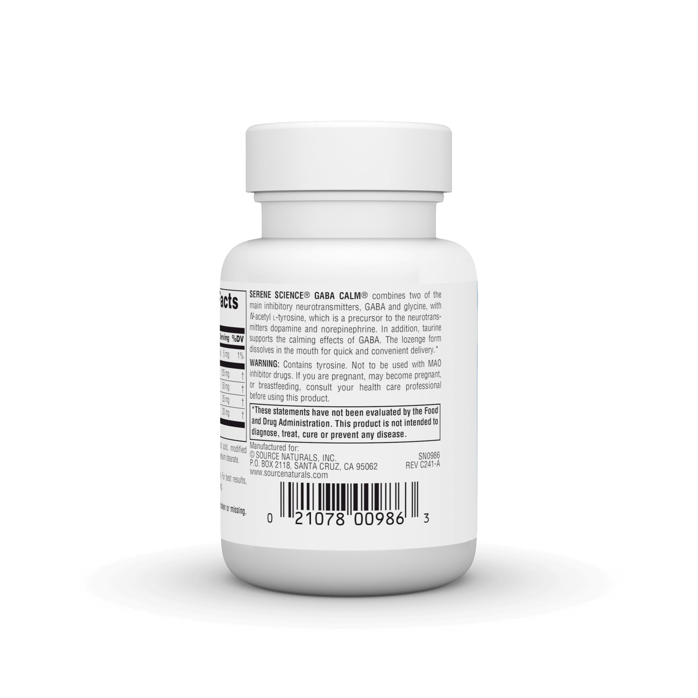 Source Naturals Serene Science GABA 125 mg Orange Lozenges – 30 Count