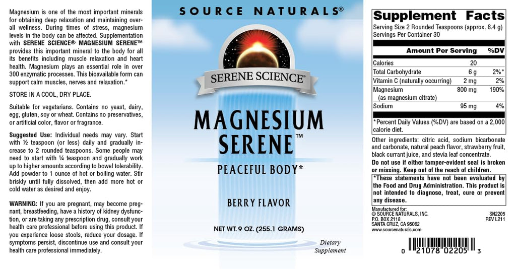 Source Naturals Serene Science Magnesium Serene Berry – 9 oz